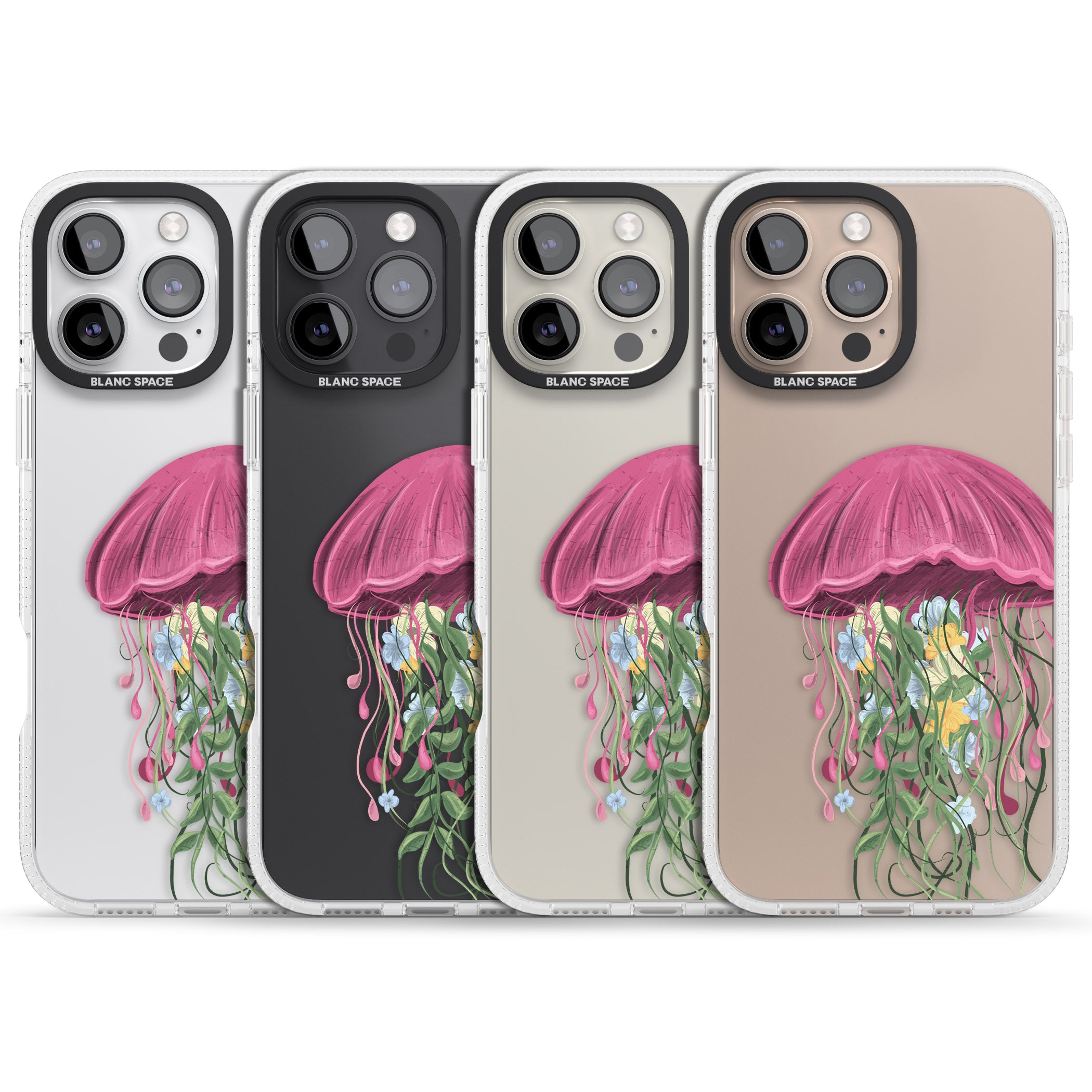 Botanical Jellyfish iPhone 16 Pro Max / 16 Pro Clear Case Impact Air - Blanc Space