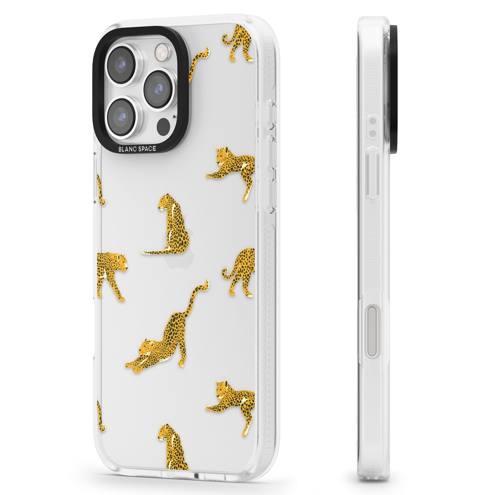 Clear Jaguar Jungle Cat Pattern iPhone 16 Pro Max / 16 Pro Clear Case Impact Air - Blanc Space