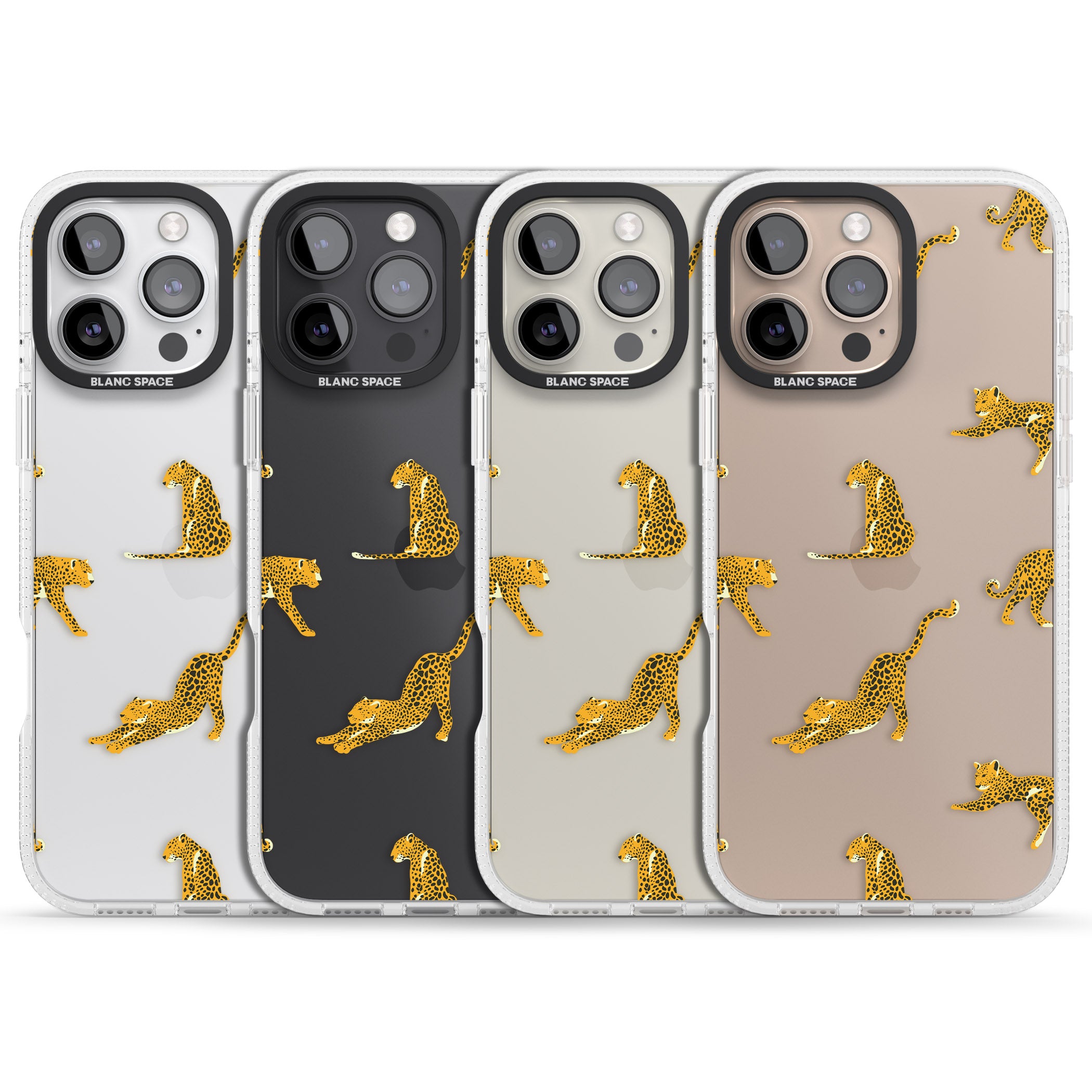 Clear Jaguar Jungle Cat Pattern iPhone 16 Pro Max / 16 Pro Clear Case Impact Air - Blanc Space