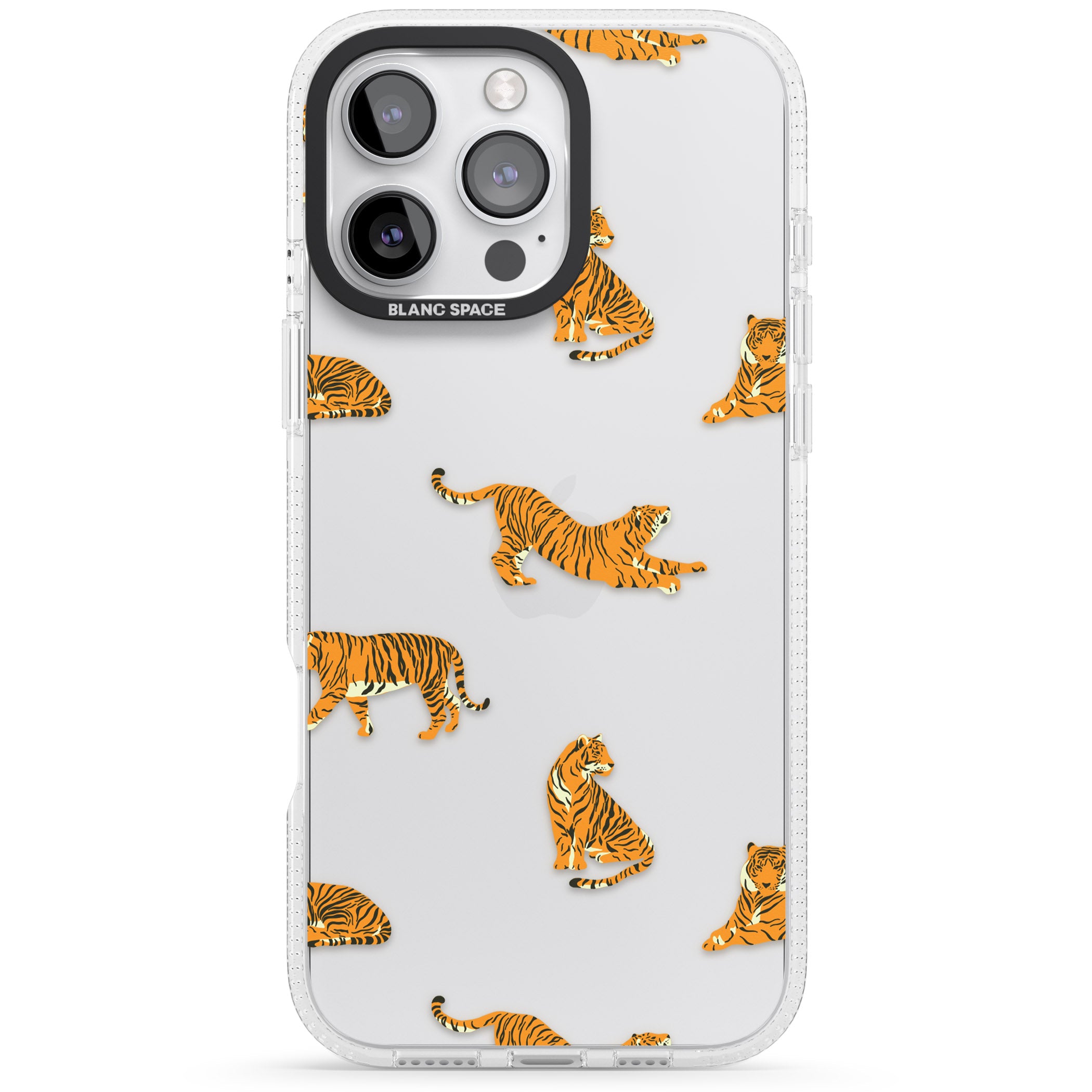 Clear Tiger Jungle Cat Pattern iPhone 16 Pro Max / 16 Pro Clear Case Impact Air - Blanc Space