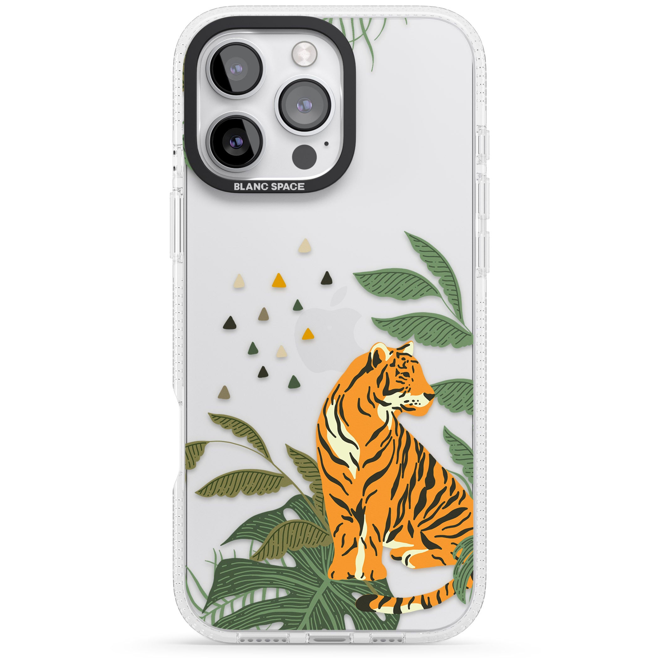 Large Tiger Clear Jungle Cat Pattern iPhone 16 Pro Max / 16 Pro Clear Case Impact Air - Blanc Space
