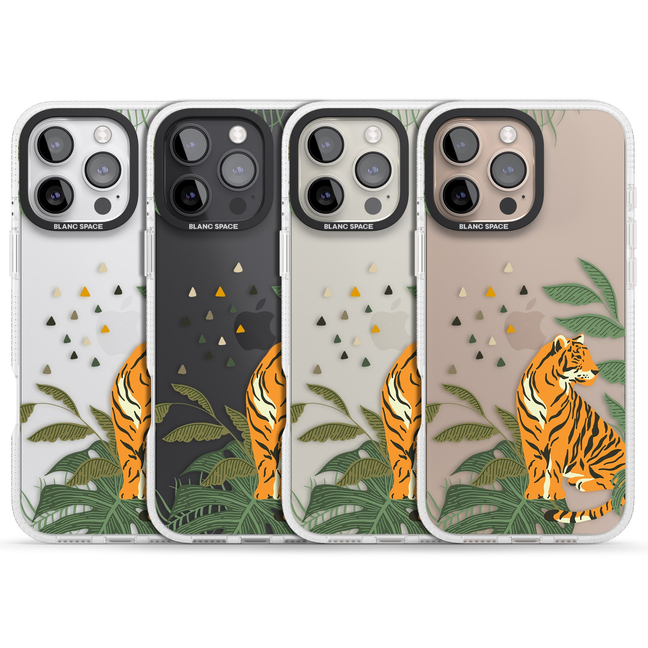 Large Tiger Clear Jungle Cat Pattern iPhone 16 Pro Max / 16 Pro Clear Case Impact Air - Blanc Space