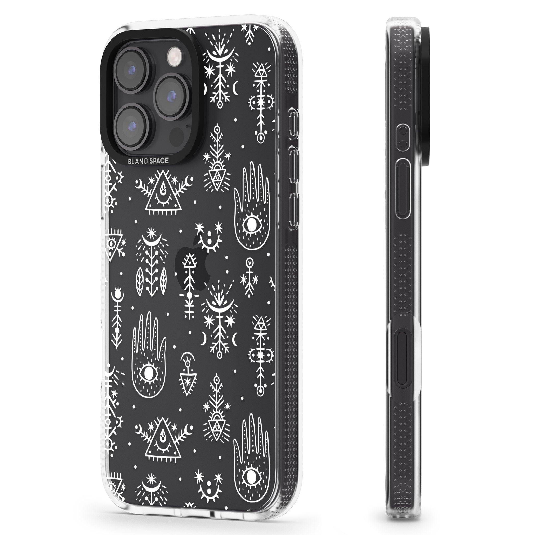 Black Tribal Palms iPhone 16 Pro Max / 16 Pro Clear Case Impact Air - Blanc Space