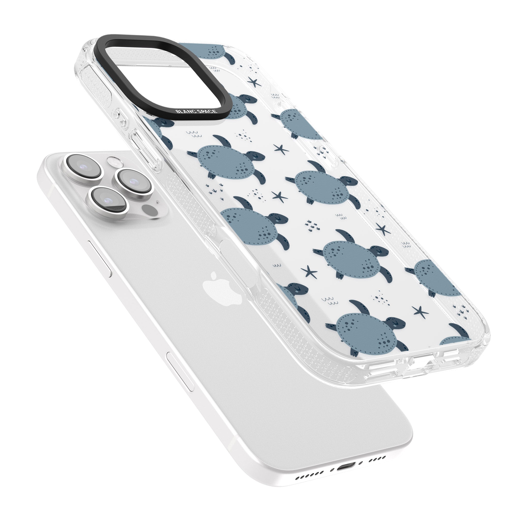 Under The Sea Patterns Sea Turtles (Clear) iPhone 16 Pro Max / 16 Pro Clear Case Impact Air - Blanc Space