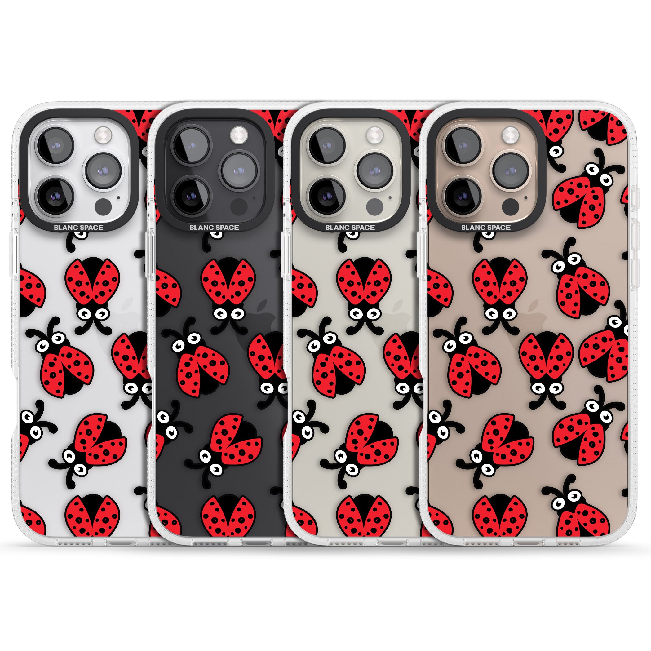 Ladybug Pattern iPhone 16 Pro Max / 16 Pro Clear Case Impact Air - Blanc Space