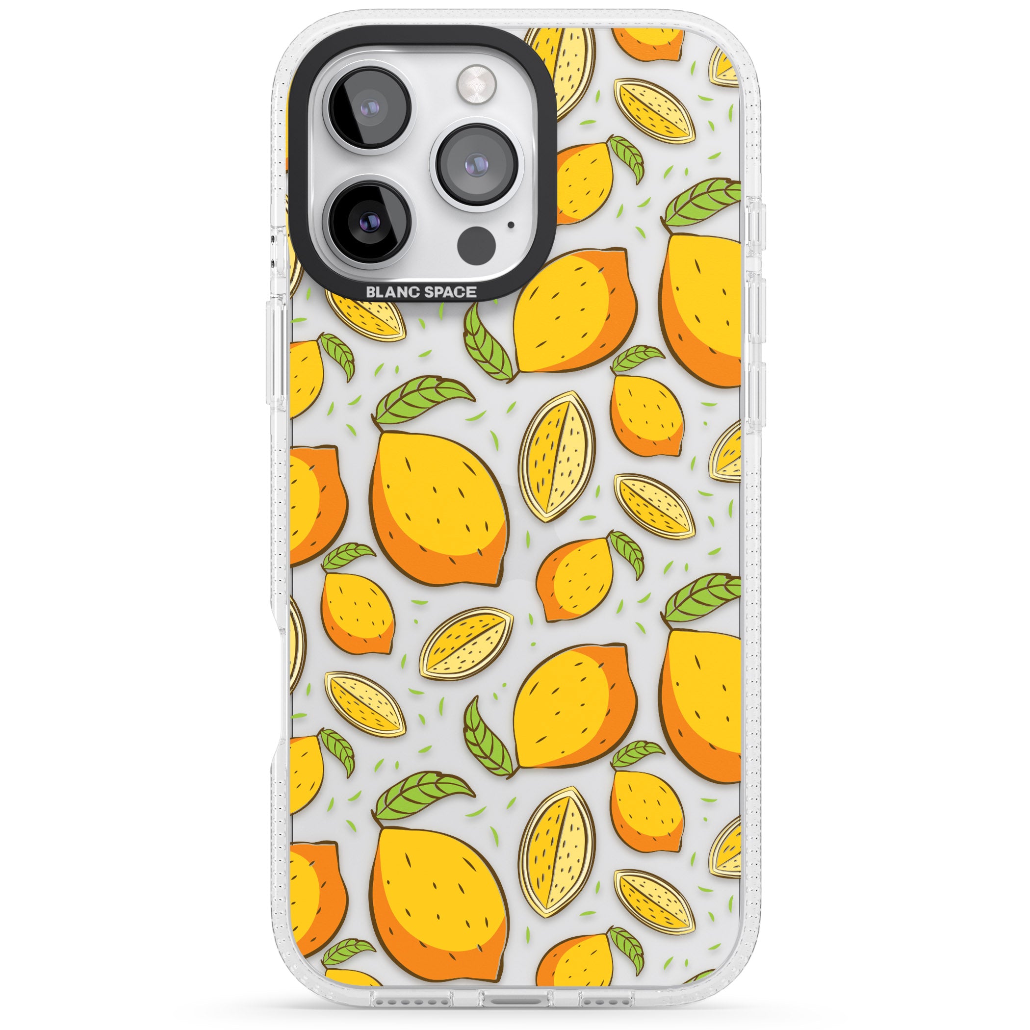 Lemon Pattern iPhone 16 Pro Max / 16 Pro Clear Case Impact Air - Blanc Space