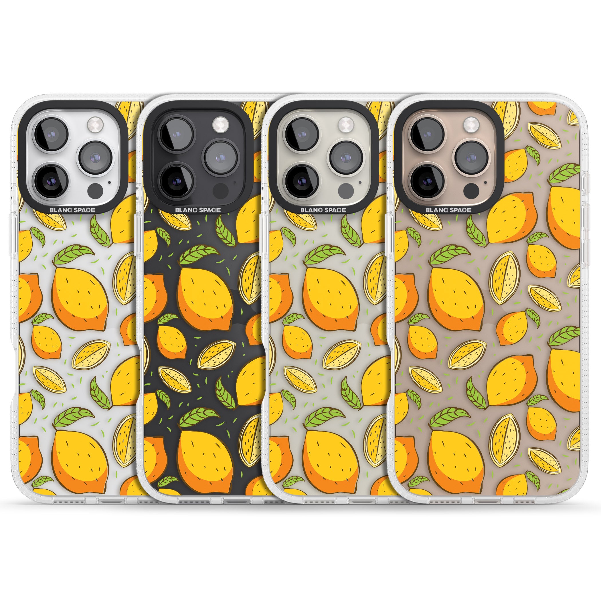 Lemon Pattern iPhone 16 Pro Max / 16 Pro Clear Case Impact Air - Blanc Space