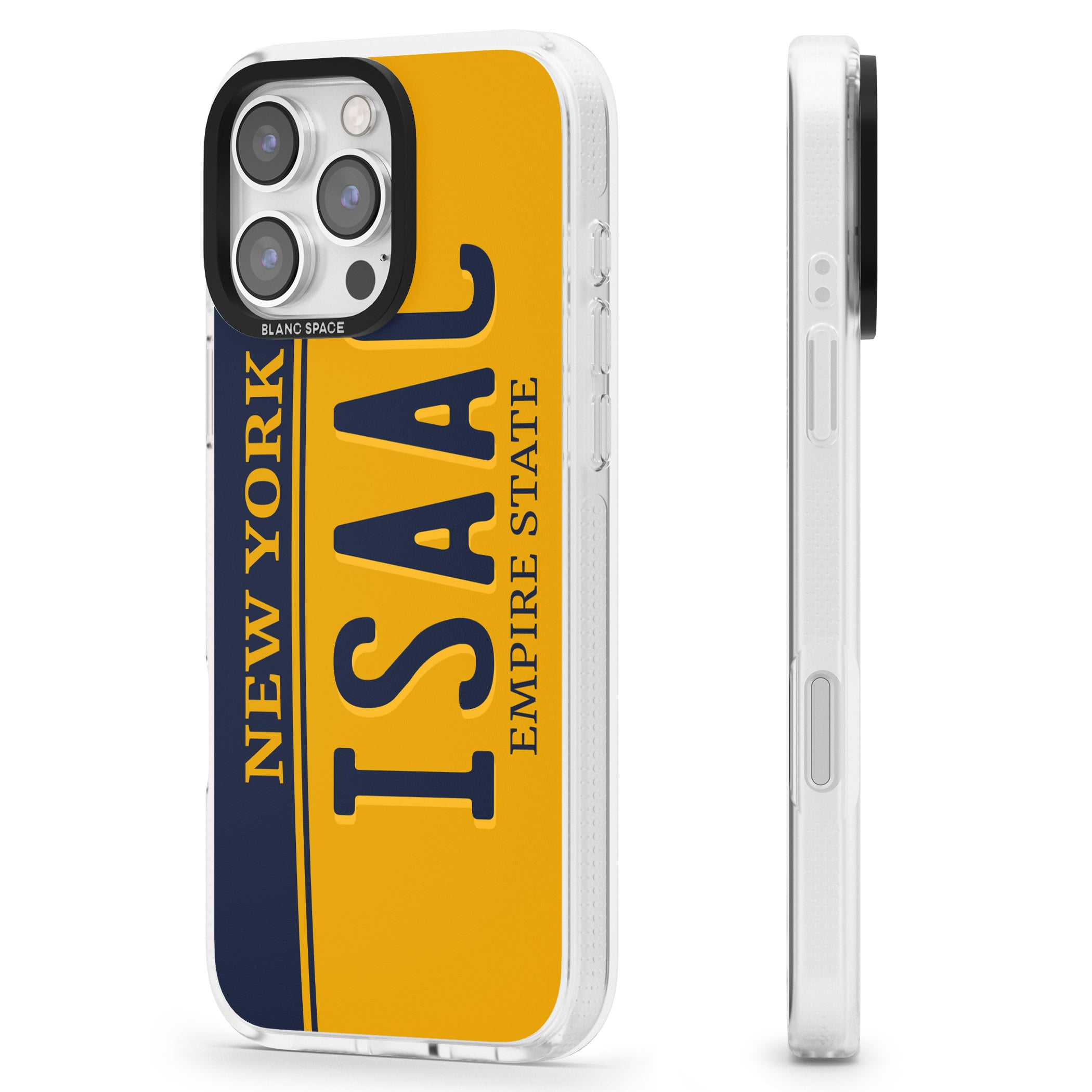 New York License Plate iPhone 16 Pro Max / 16 Pro Clear Case Impact Air - Blanc Space