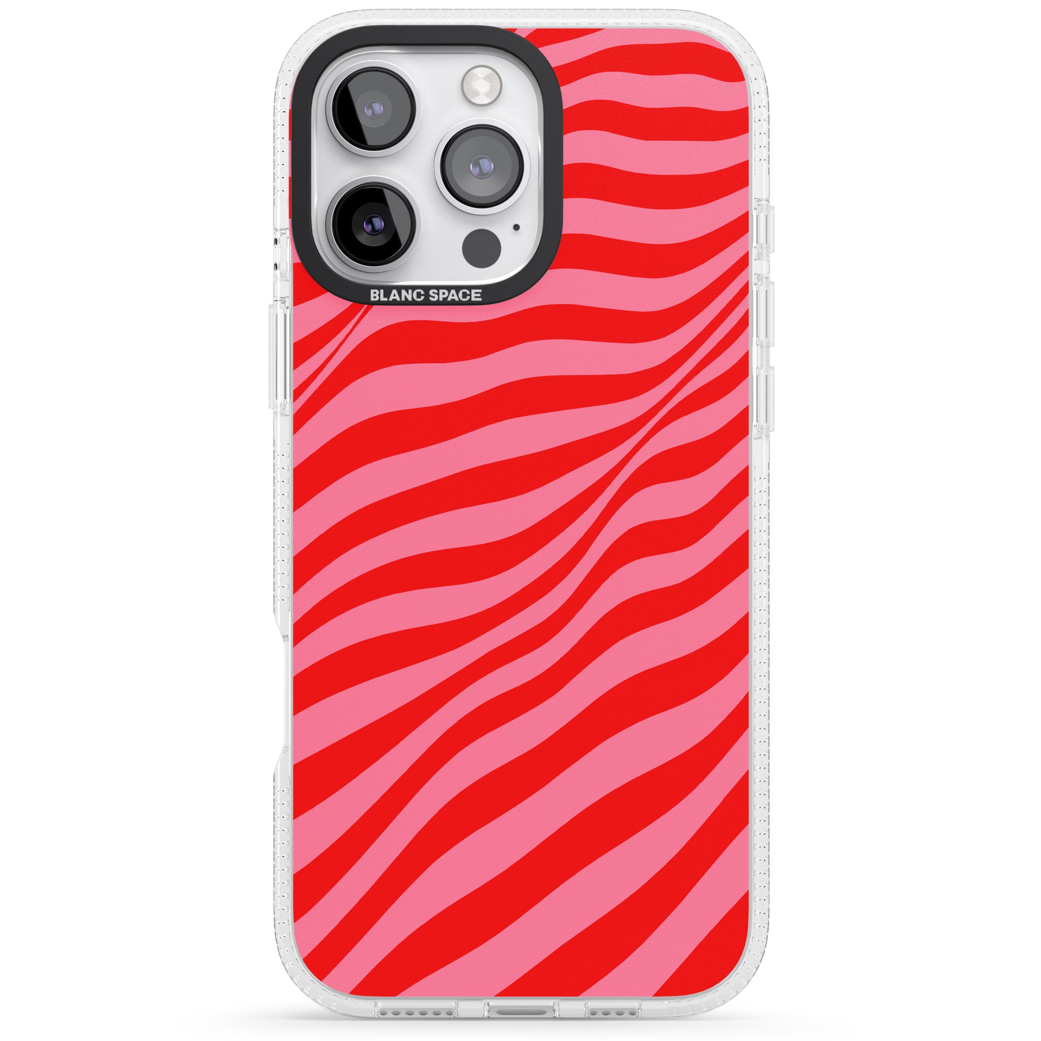 Pink & Red Distorted Line iPhone 16 Pro Max / 16 Pro Clear Case Impact Air - Blanc Space