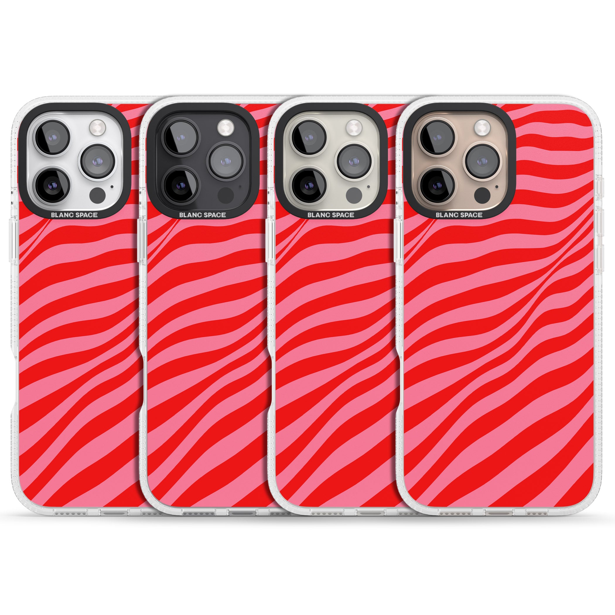 Pink & Red Distorted Line iPhone 16 Pro Max / 16 Pro Clear Case Impact Air - Blanc Space