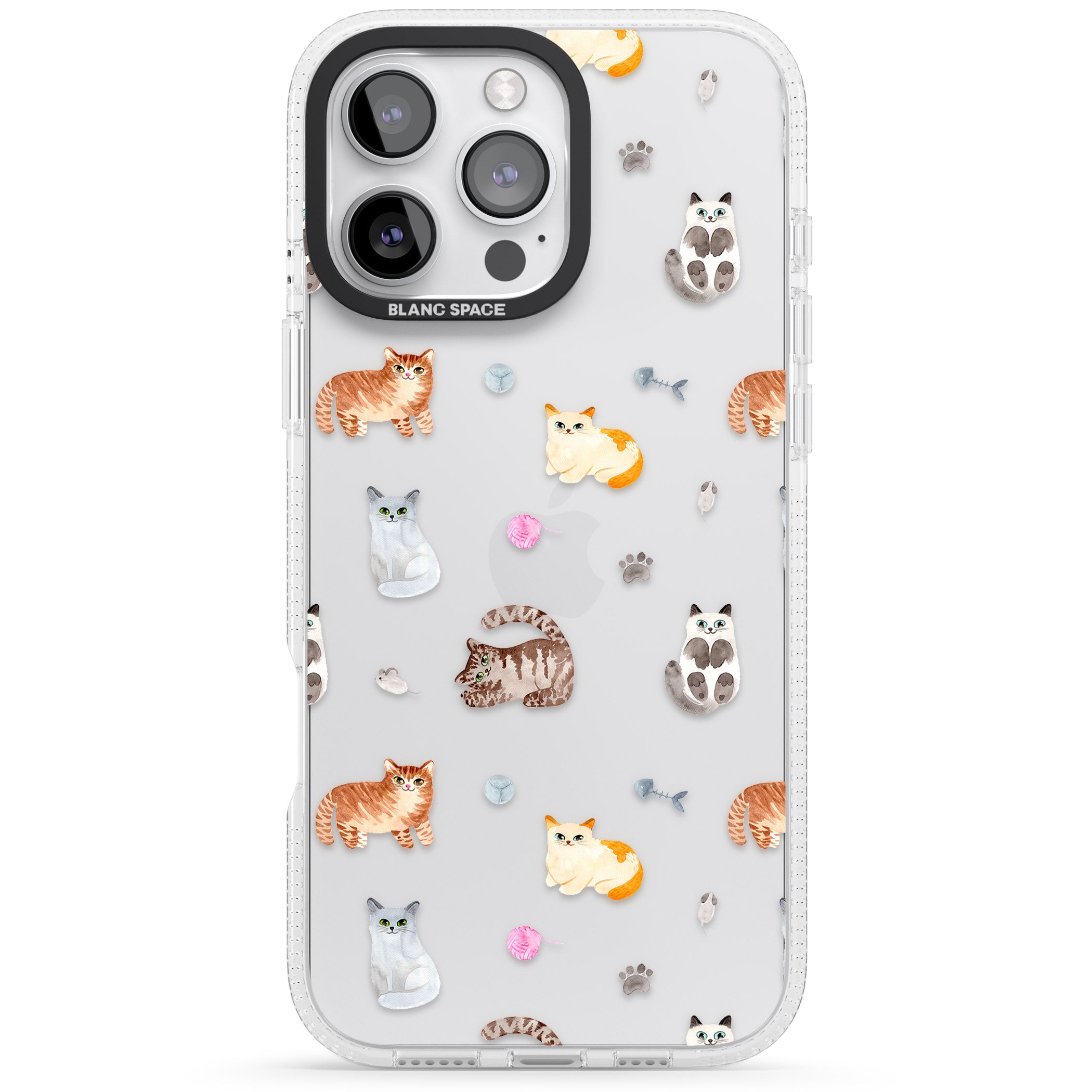 Cats with Toys - Clear iPhone 16 Pro Max / 16 Pro Clear Case Impact Air - Blanc Space