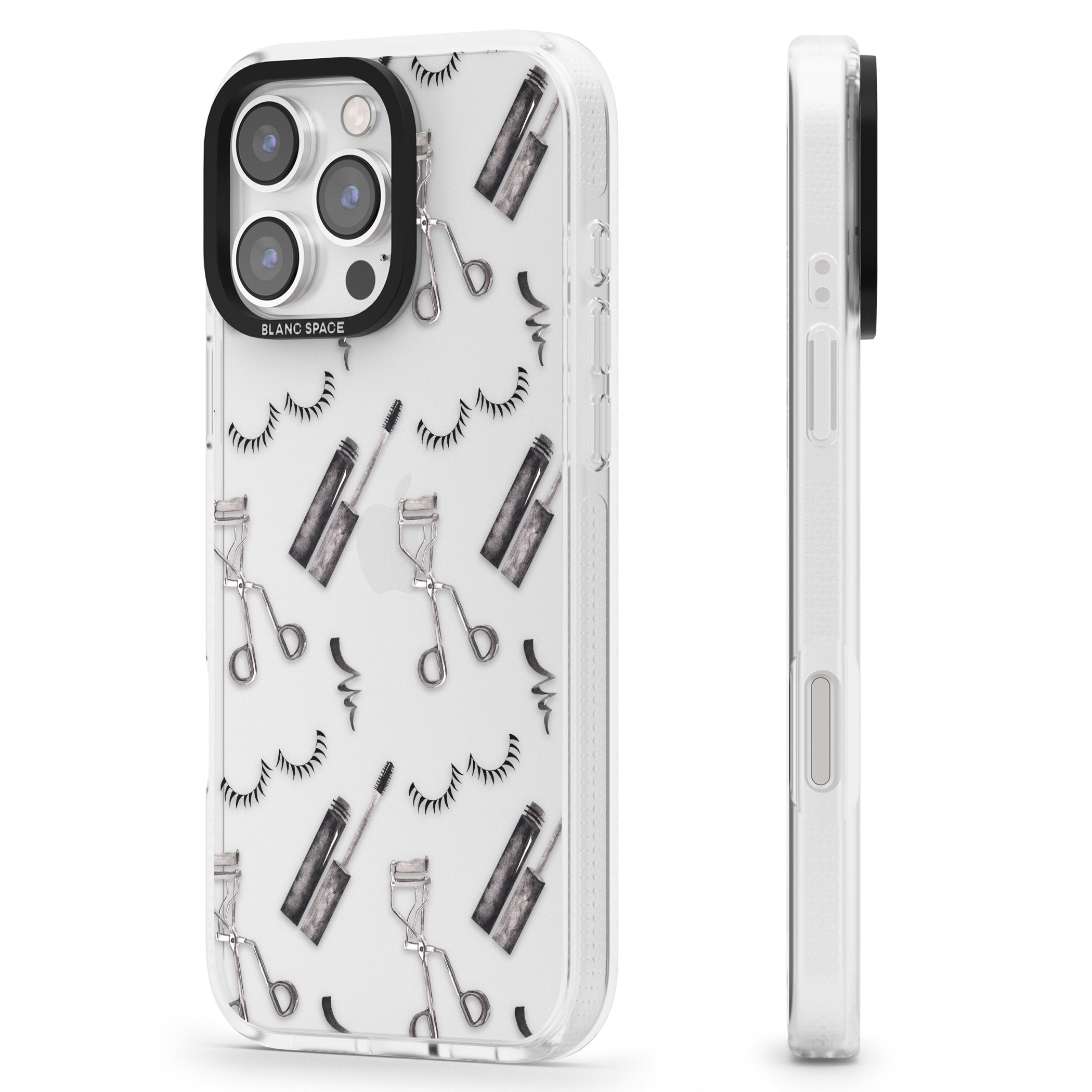Eyelash Makeup Pattern iPhone 16 Pro Max / 16 Pro Clear Case Impact Air - Blanc Space