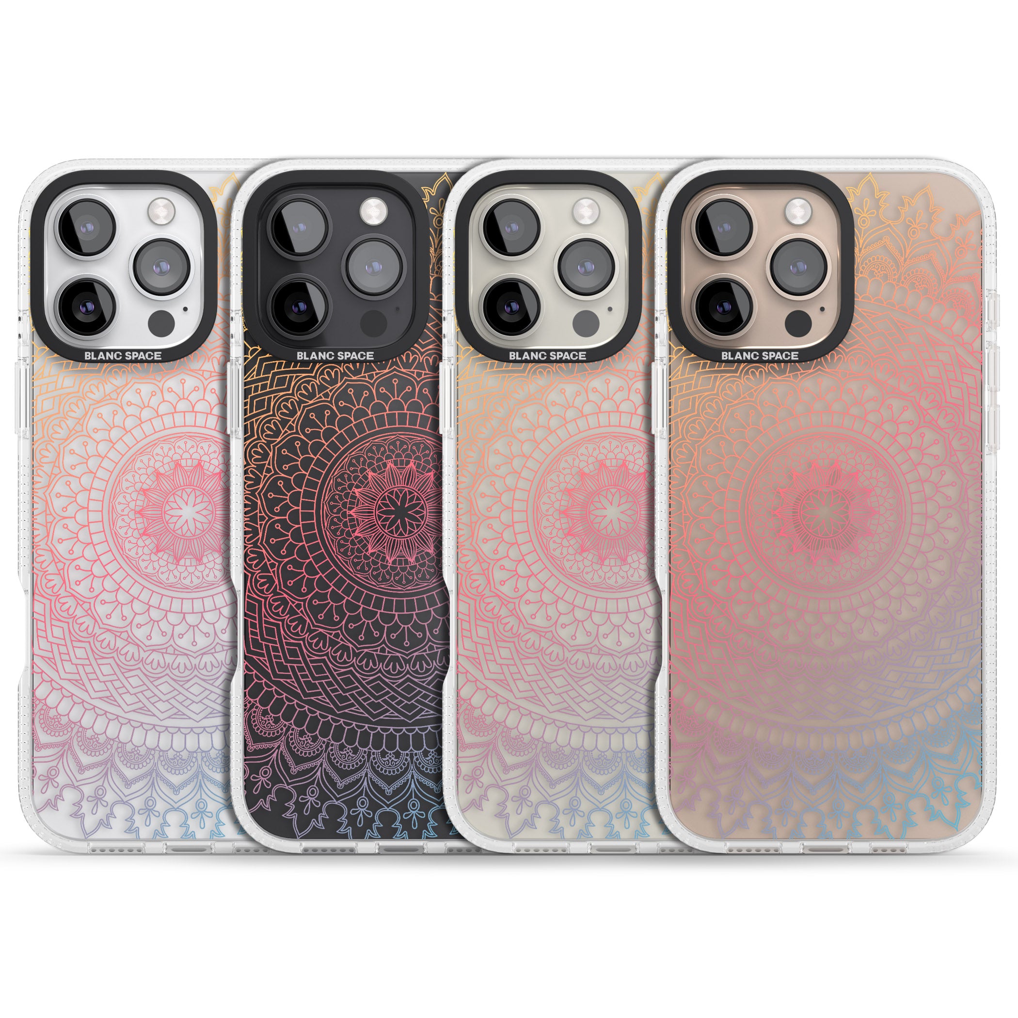 Large Rainbow Mandala iPhone 16 Pro Max / 16 Pro Clear Case Impact Air - Blanc Space