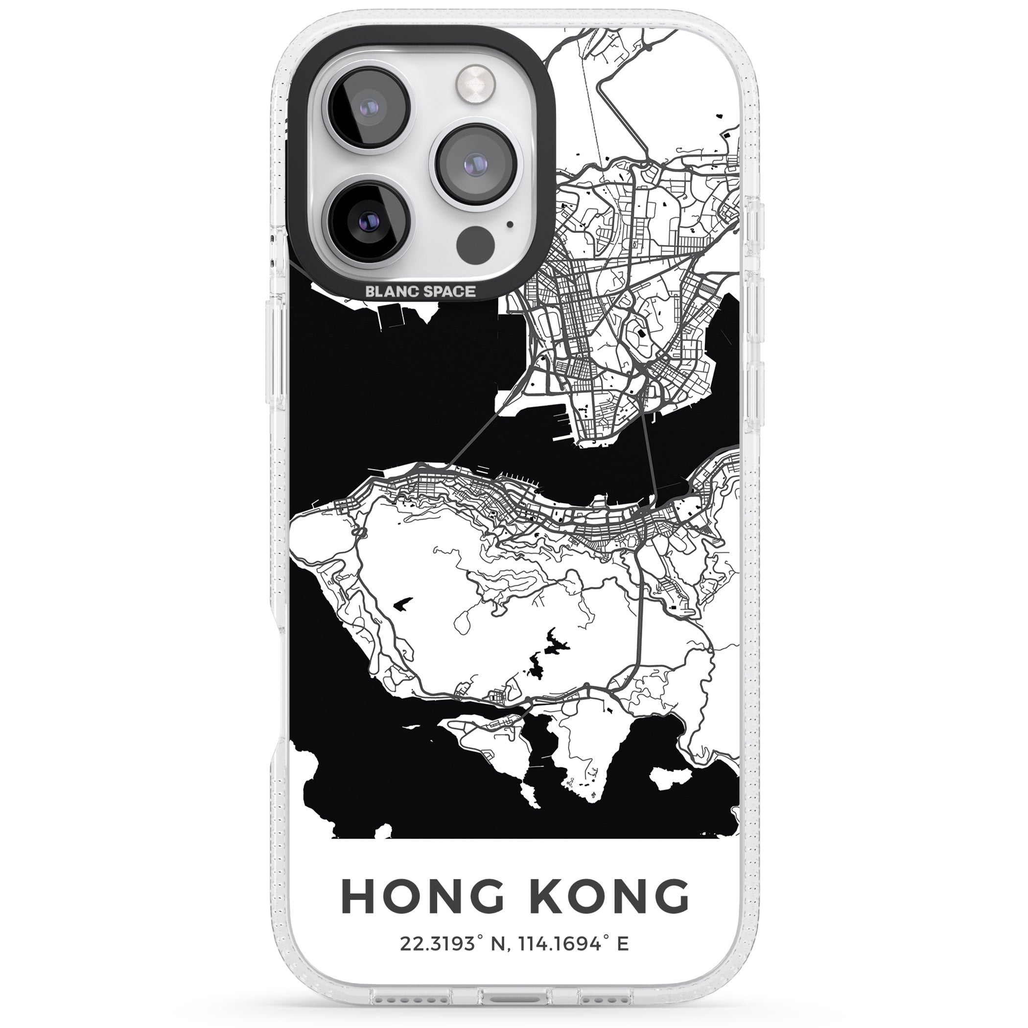 Map of Hong Kong iPhone 16 Pro Max / 16 Pro Clear Case Impact Air - Blanc Space