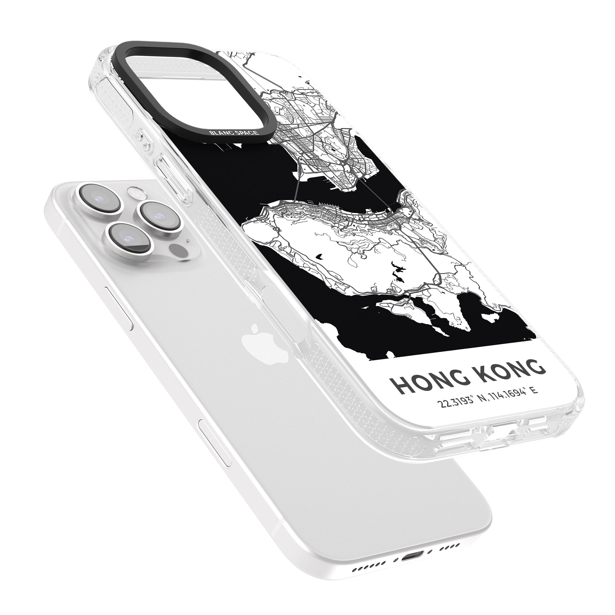 Map of Hong Kong iPhone 16 Pro Max / 16 Pro Clear Case Impact Air - Blanc Space