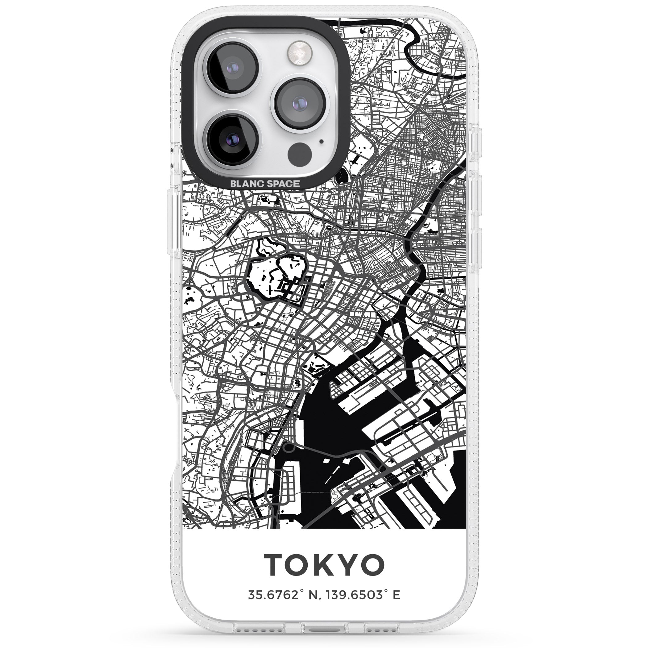 Map of Tokyo, Japan iPhone 16 Pro Max / 16 Pro Clear Case Impact Air - Blanc Space