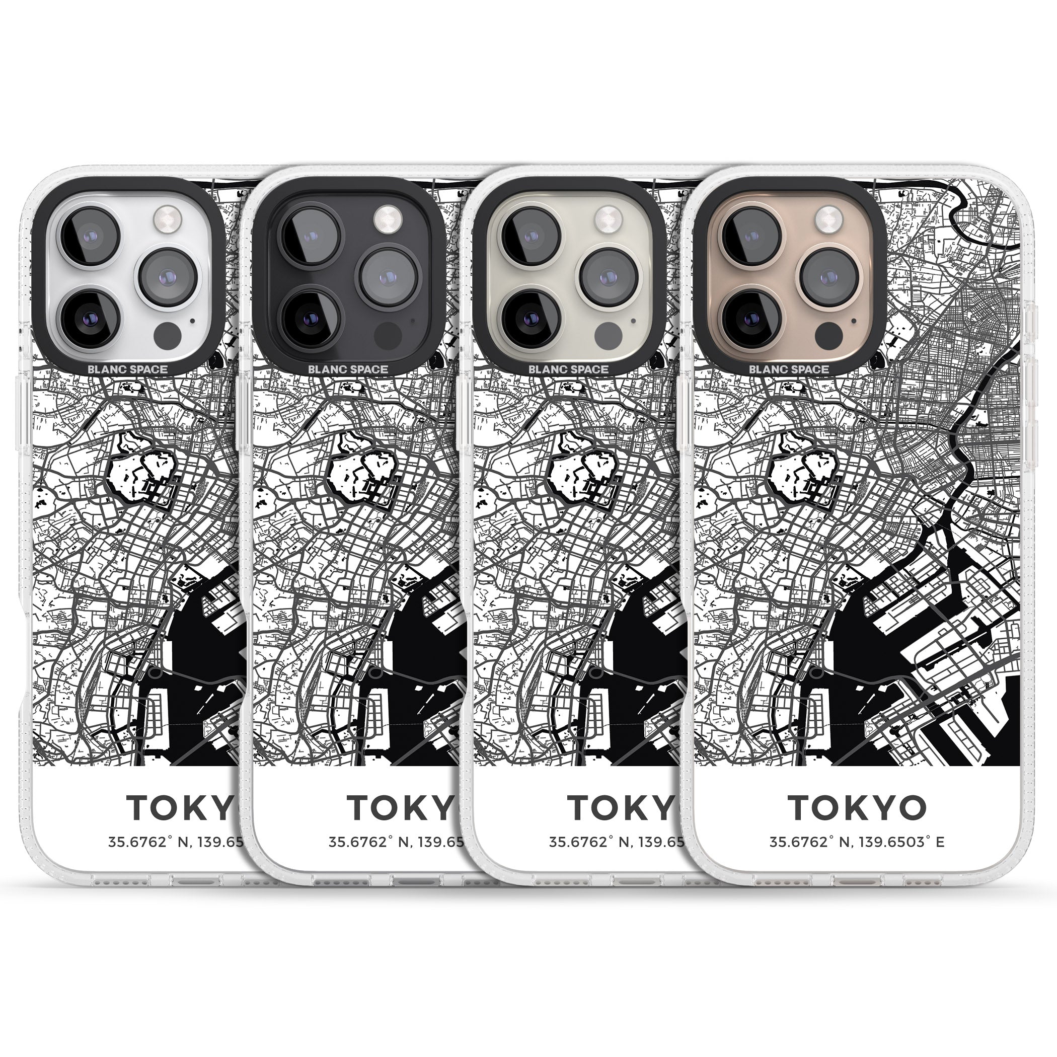 Map of Tokyo, Japan iPhone 16 Pro Max / 16 Pro Clear Case Impact Air - Blanc Space