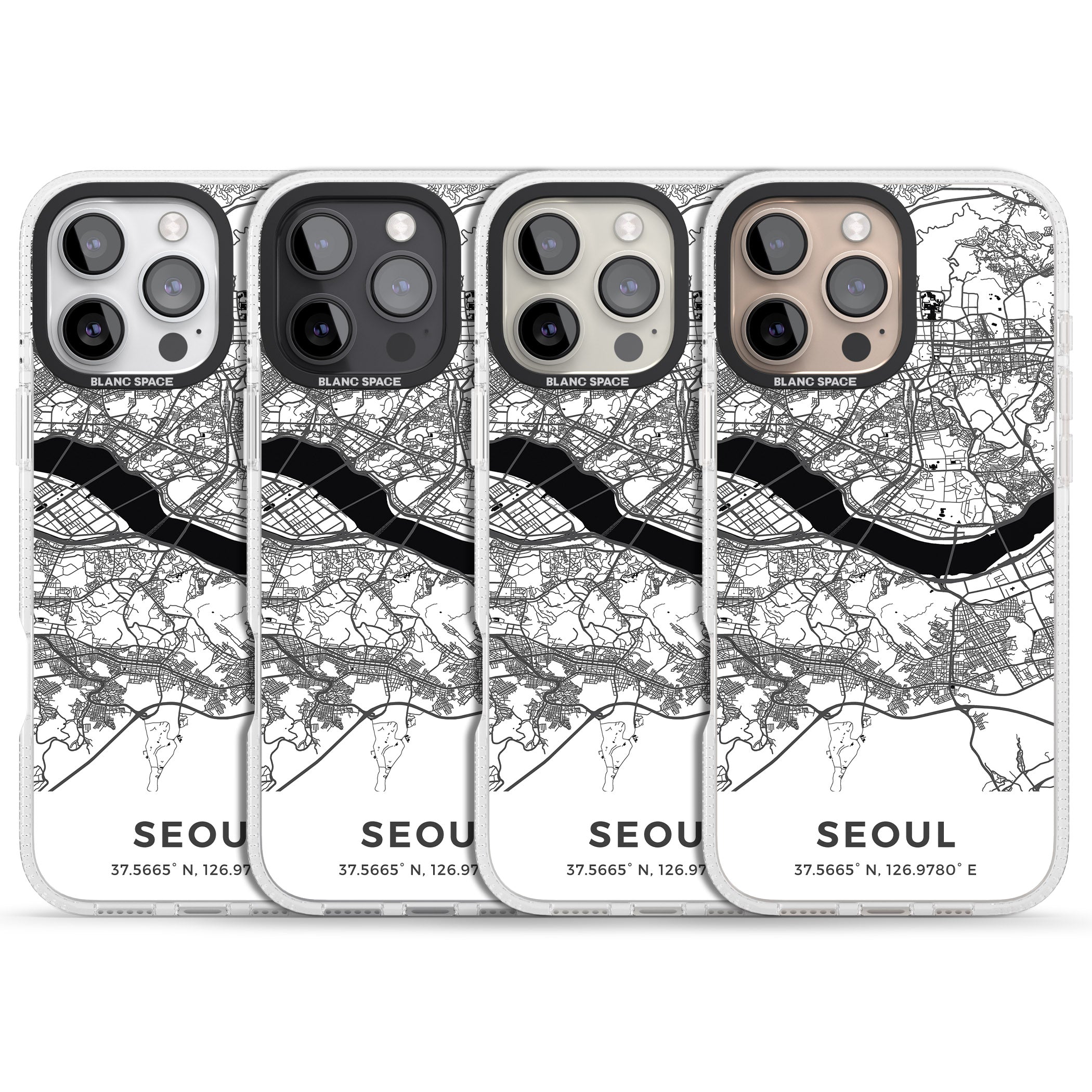 Map of Seoul, South Korea iPhone 16 Pro Max / 16 Pro Clear Case Impact Air - Blanc Space