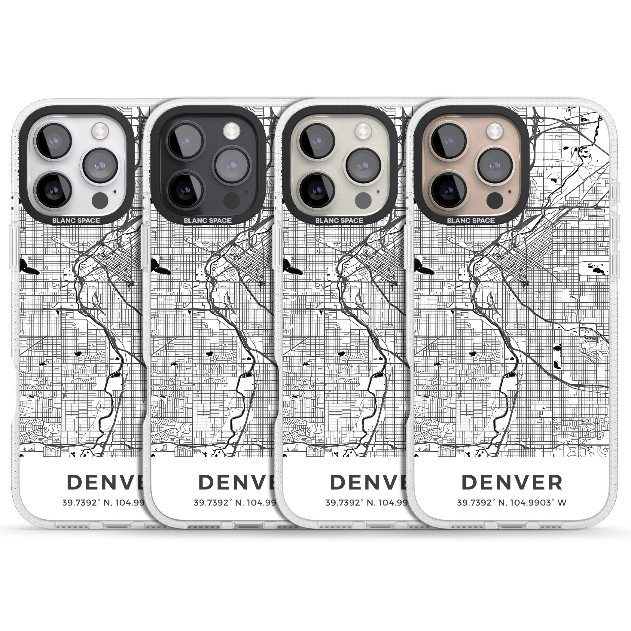 Map of Denver, Colorado iPhone 16 Pro Max / 16 Pro Clear Case Impact Air - Blanc Space