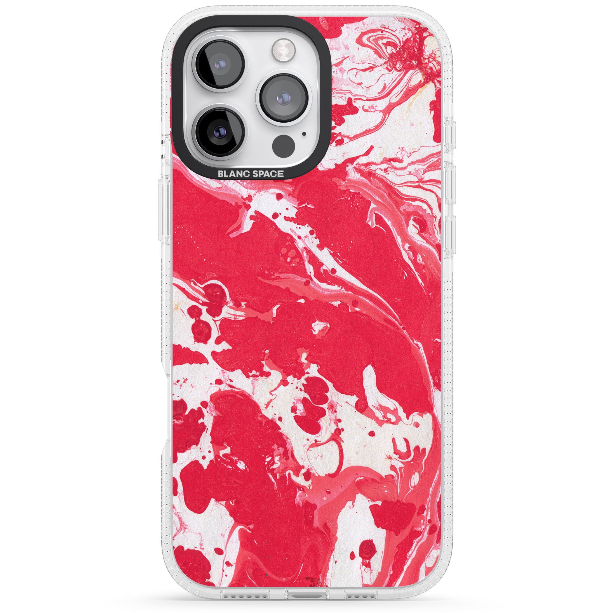 Red & White - Marbled Paper iPhone 16 Pro Max / 16 Pro Clear Case Impact Air - Blanc Space