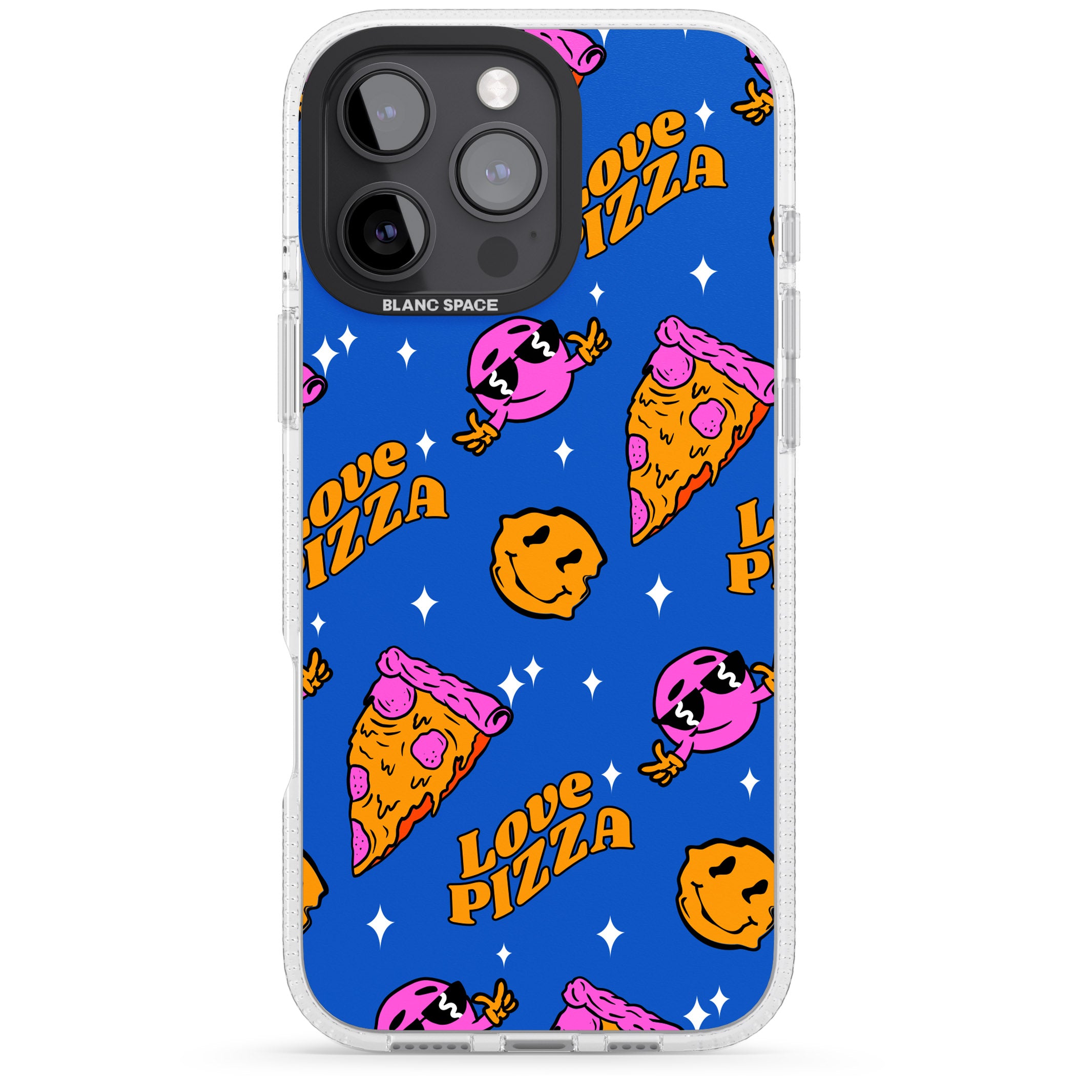 Psychedelic Love Pizza Pattern iPhone 16 Pro Max / 16 Pro Clear Case Impact Air - Blanc Space