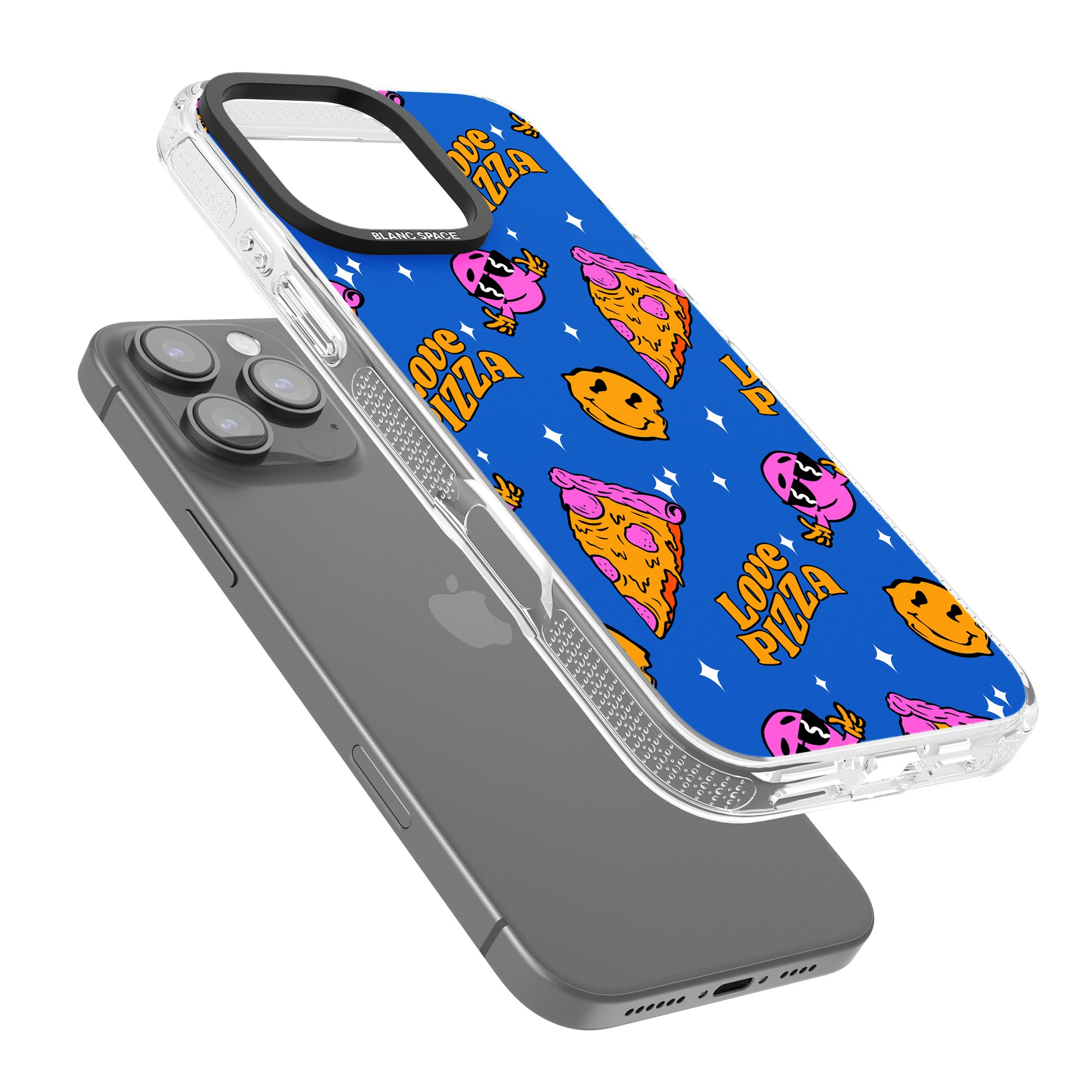 Psychedelic Love Pizza Pattern iPhone 16 Pro Max / 16 Pro Clear Case Impact Air - Blanc Space
