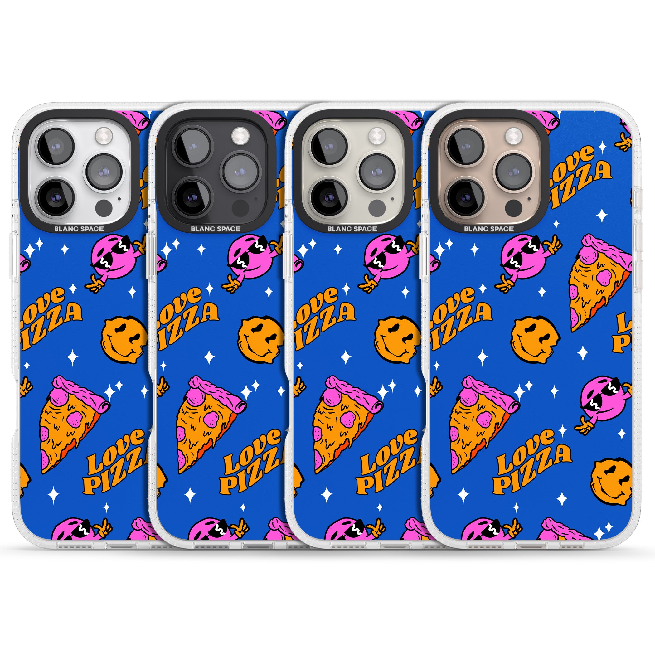 Psychedelic Love Pizza Pattern iPhone 16 Pro Max / 16 Pro Clear Case Impact Air - Blanc Space