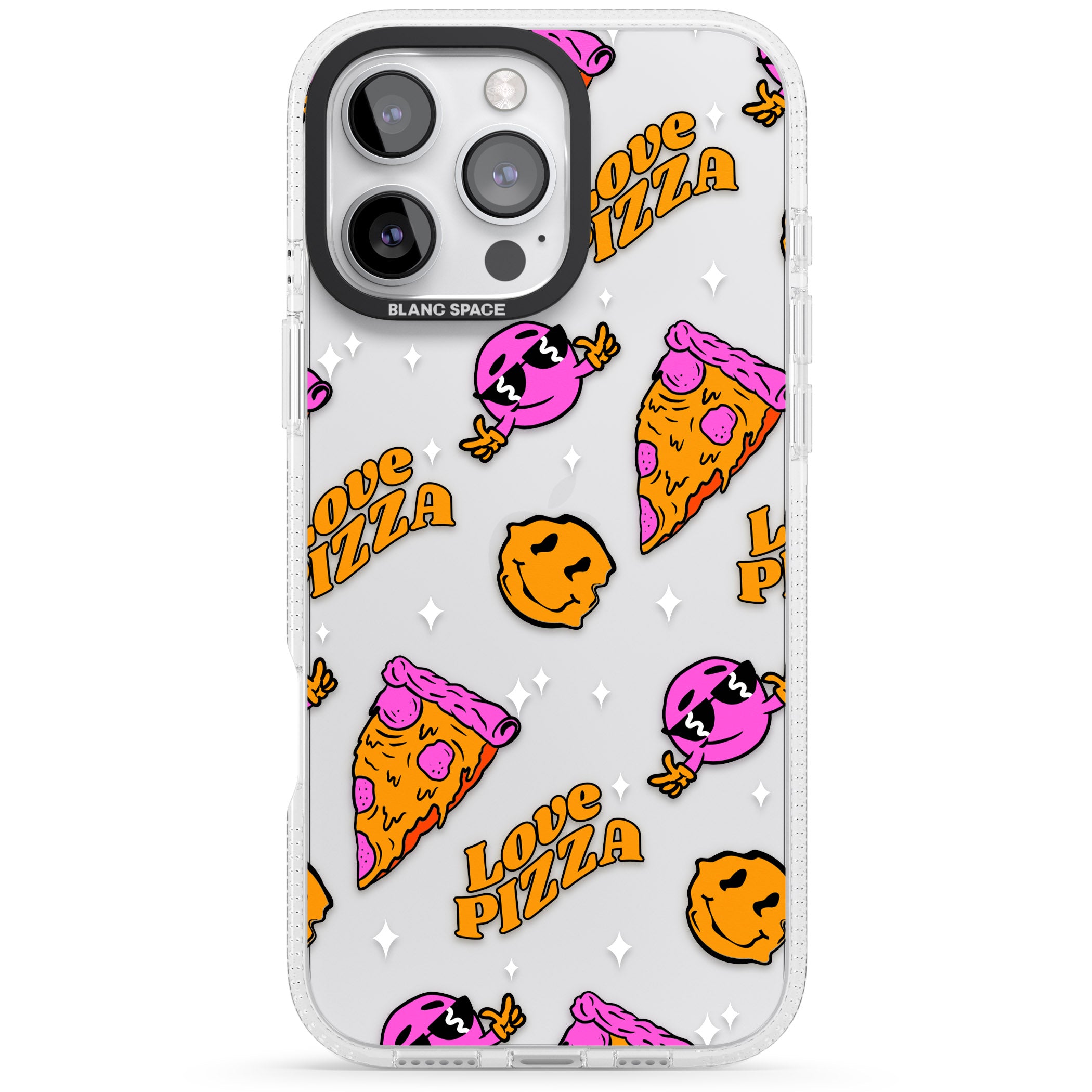 Psychedelic Love Pizza Pattern (Clear) iPhone 16 Pro Max / 16 Pro Clear Case Impact Air - Blanc Space