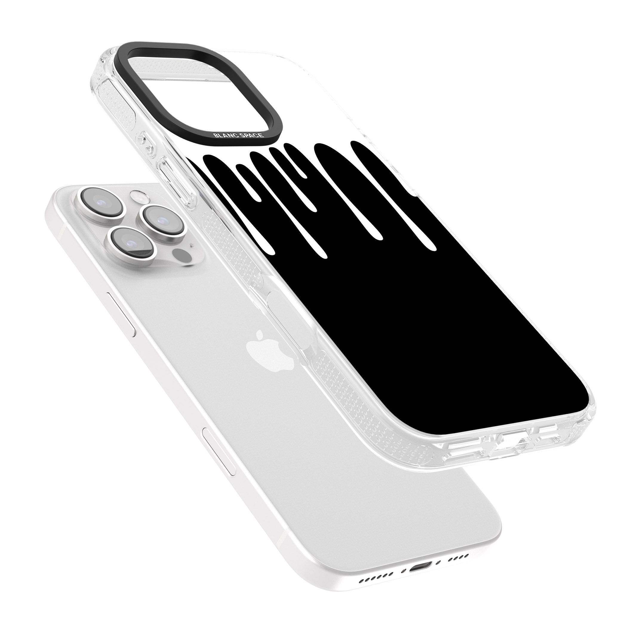 Melted Effect: White & Black iPhone 16 Pro Max / 16 Pro Clear Case Impact Air - Blanc Space