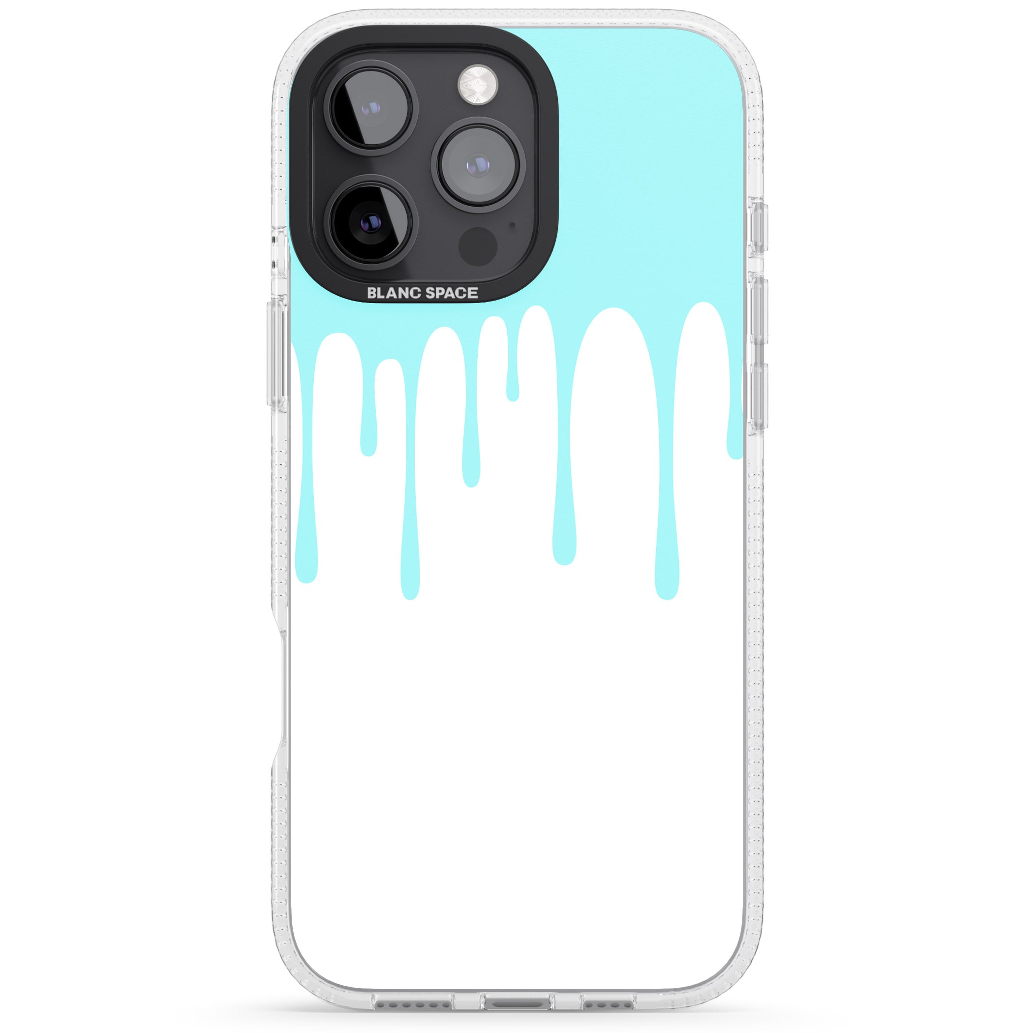 Melted Effect: Teal & White iPhone 16 Pro Max / 16 Pro Clear Case Impact Air - Blanc Space