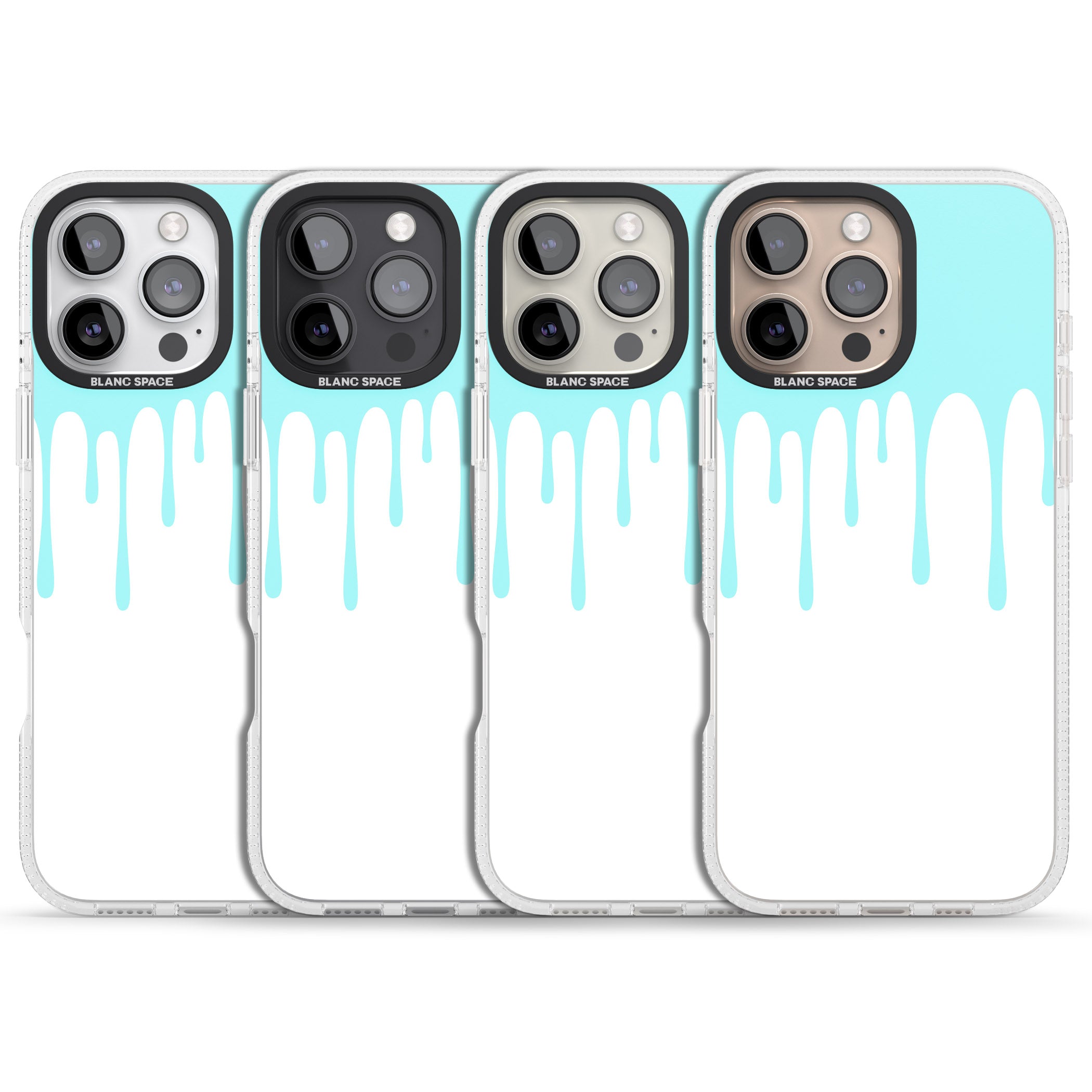 Melted Effect: Teal & White iPhone 16 Pro Max / 16 Pro Clear Case Impact Air - Blanc Space