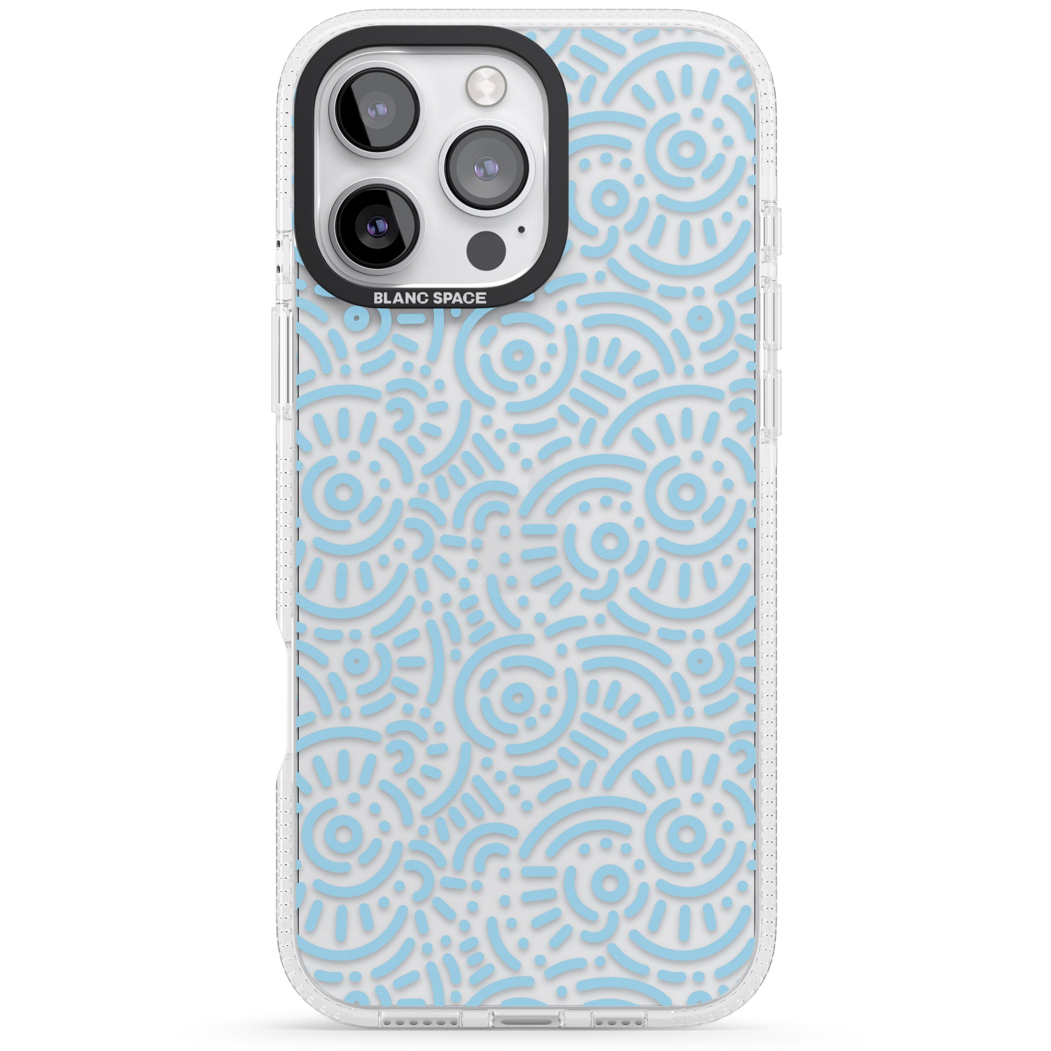 Light Blue Pattern Memphis Retro Pattern Design iPhone 16 Pro Max / 16 Pro Clear Case Impact Air - Blanc Space