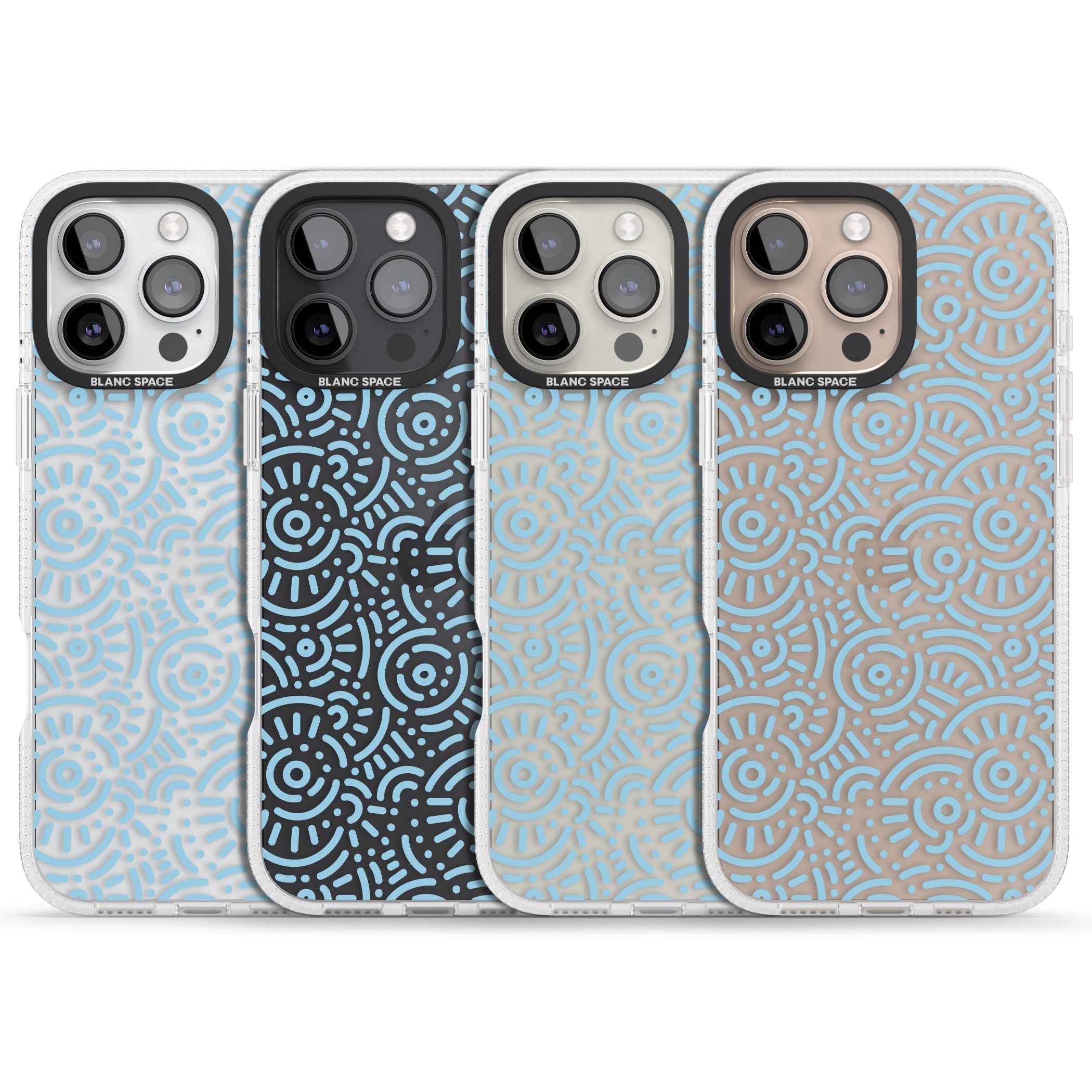 Light Blue Pattern Memphis Retro Pattern Design iPhone 16 Pro Max / 16 Pro Clear Case Impact Air - Blanc Space