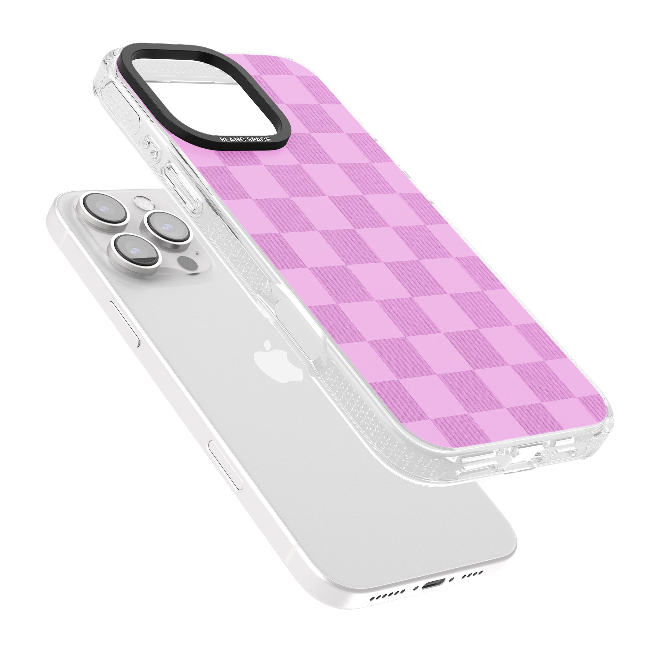BUBBLEGUM CHECKERED iPhone 16 Pro Max / 16 Pro Clear Case Impact Air - Blanc Space