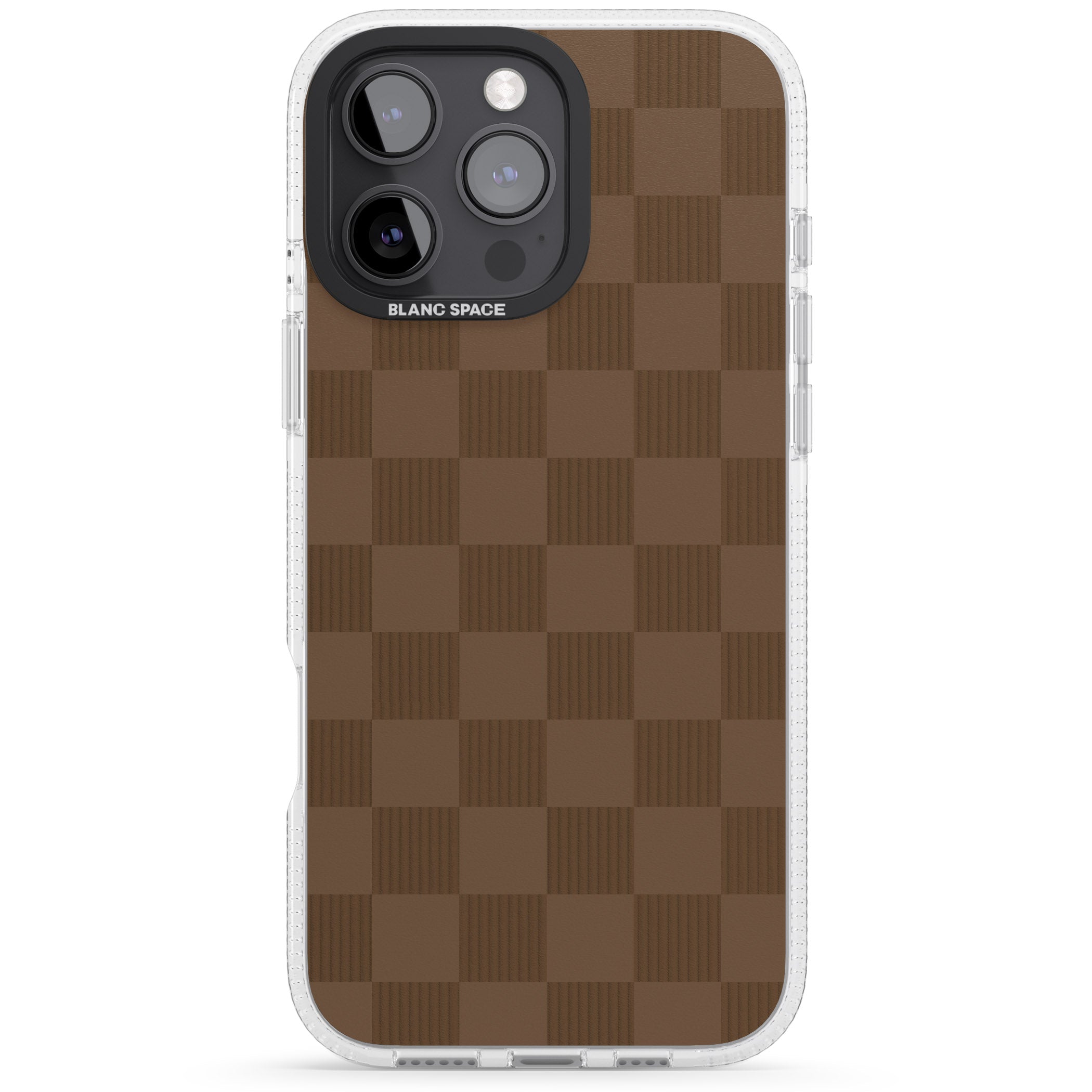 CHOCOLATE CHECKERED iPhone 16 Pro Max / 16 Pro Clear Case Impact Air - Blanc Space
