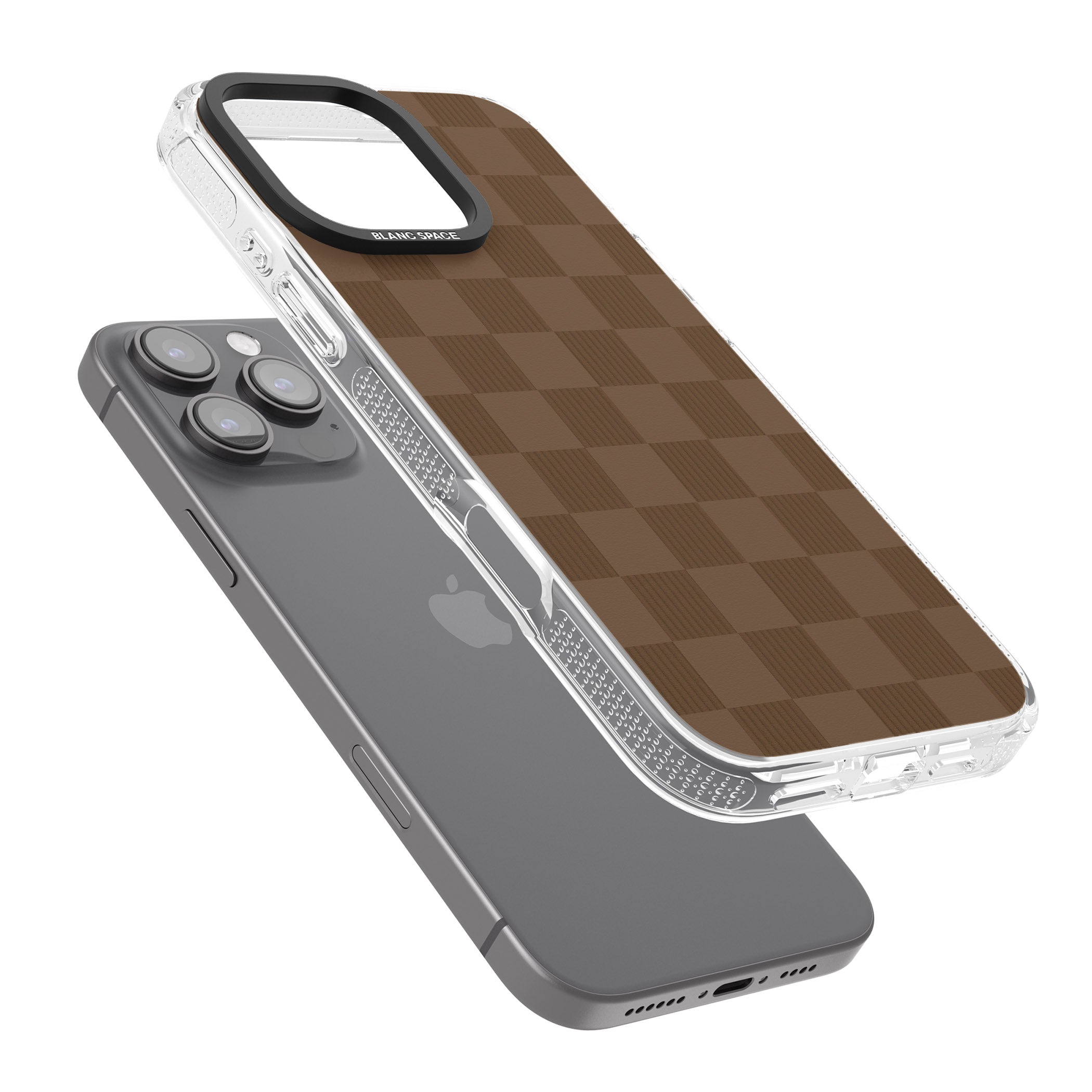 CHOCOLATE CHECKERED iPhone 16 Pro Max / 16 Pro Clear Case Impact Air - Blanc Space