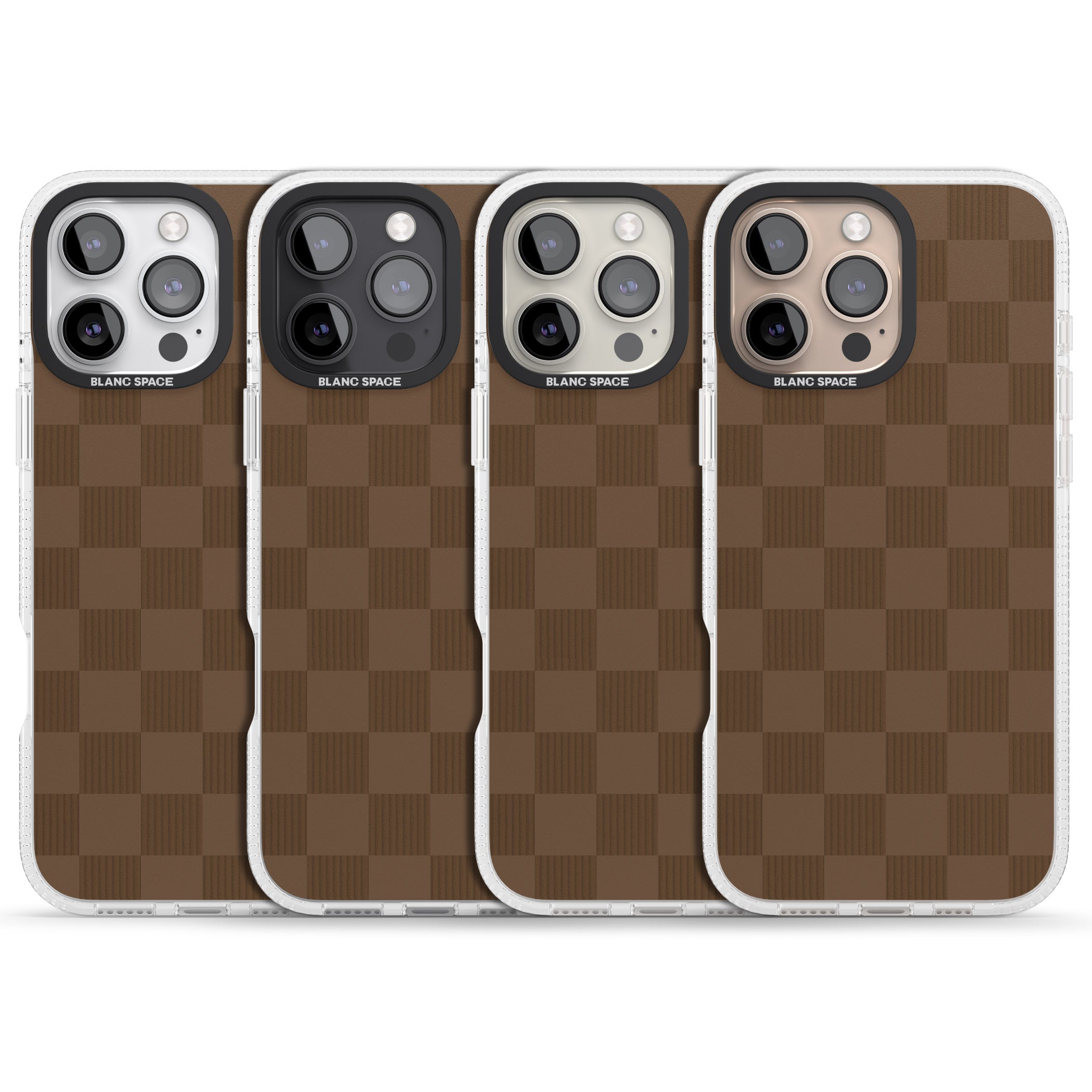 CHOCOLATE CHECKERED iPhone 16 Pro Max / 16 Pro Clear Case Impact Air - Blanc Space