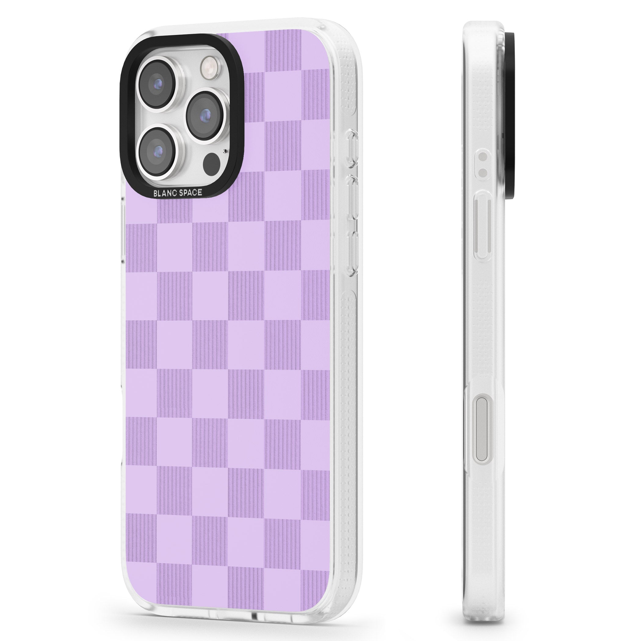 LILAC CHECKERED iPhone 16 Pro Max / 16 Pro Clear Case Impact Air - Blanc Space