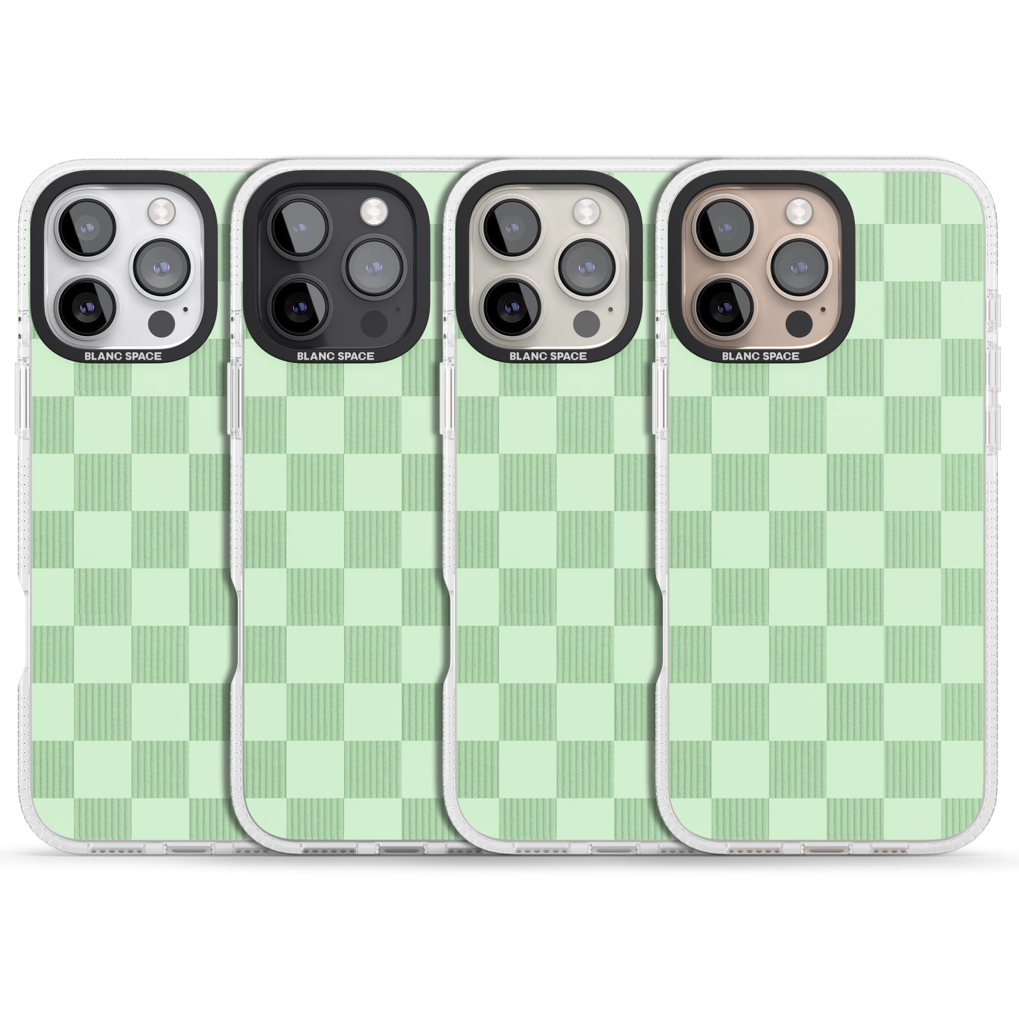 SEAFOAM CHECKERED iPhone 16 Pro Max / 16 Pro Clear Case Impact Air - Blanc Space