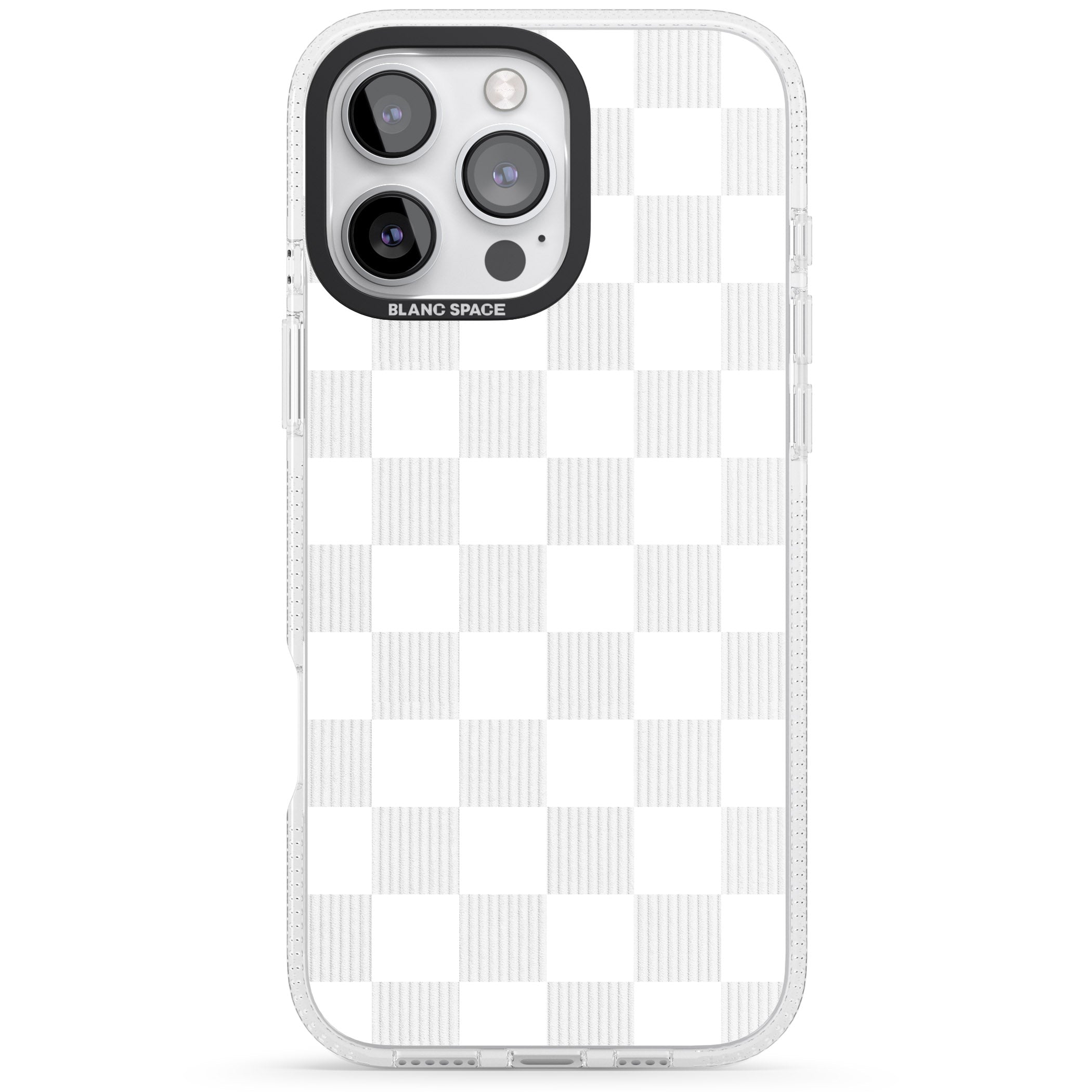 WHITE CHECKERED iPhone 16 Pro Max / 16 Pro Clear Case Impact Air - Blanc Space