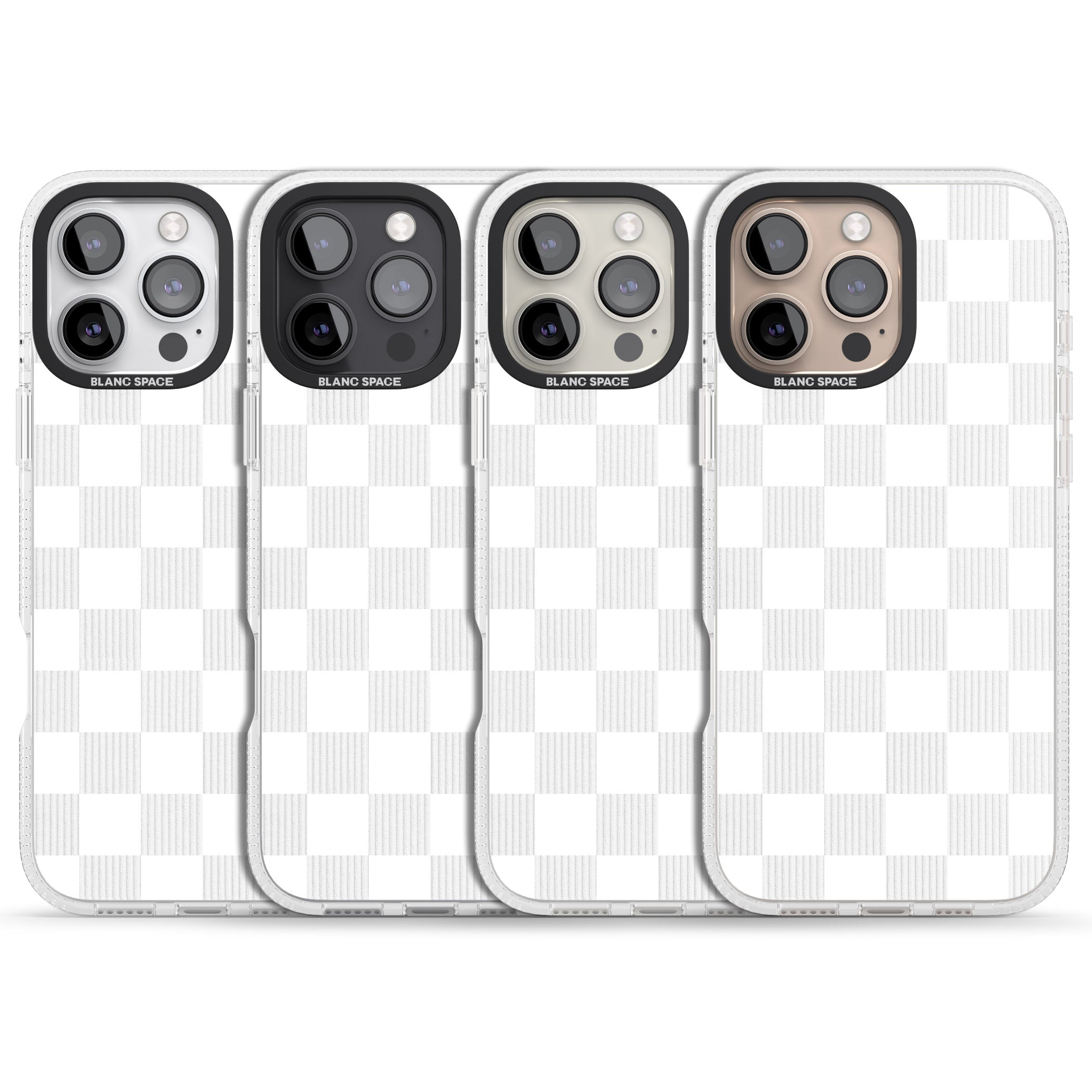 WHITE CHECKERED iPhone 16 Pro Max / 16 Pro Clear Case Impact Air - Blanc Space