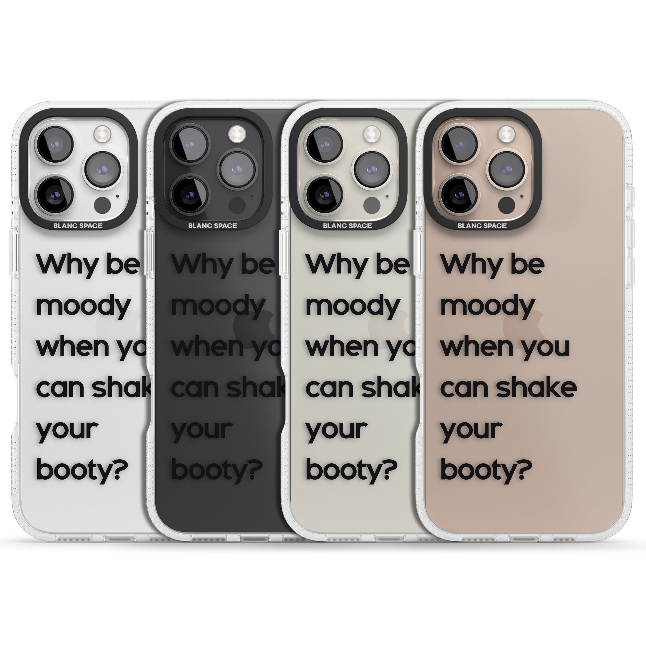 Why be moody? iPhone 16 Pro Max / 16 Pro Clear Case Impact Air - Blanc Space