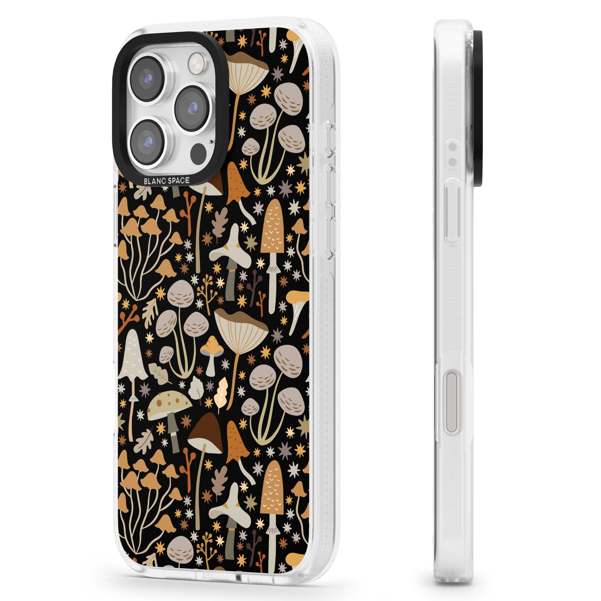 Sentimental Mushrooms Pattern iPhone 16 Pro Max / 16 Pro Clear Case Impact Air - Blanc Space