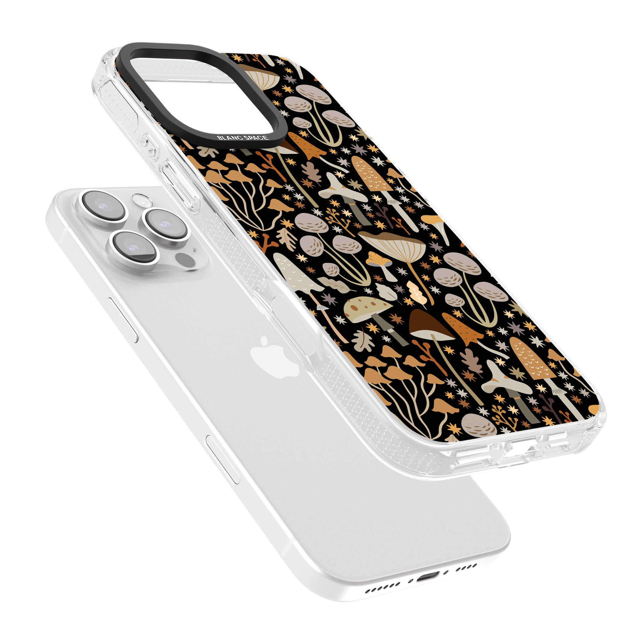 Sentimental Mushrooms Pattern iPhone 16 Pro Max / 16 Pro Clear Case Impact Air - Blanc Space