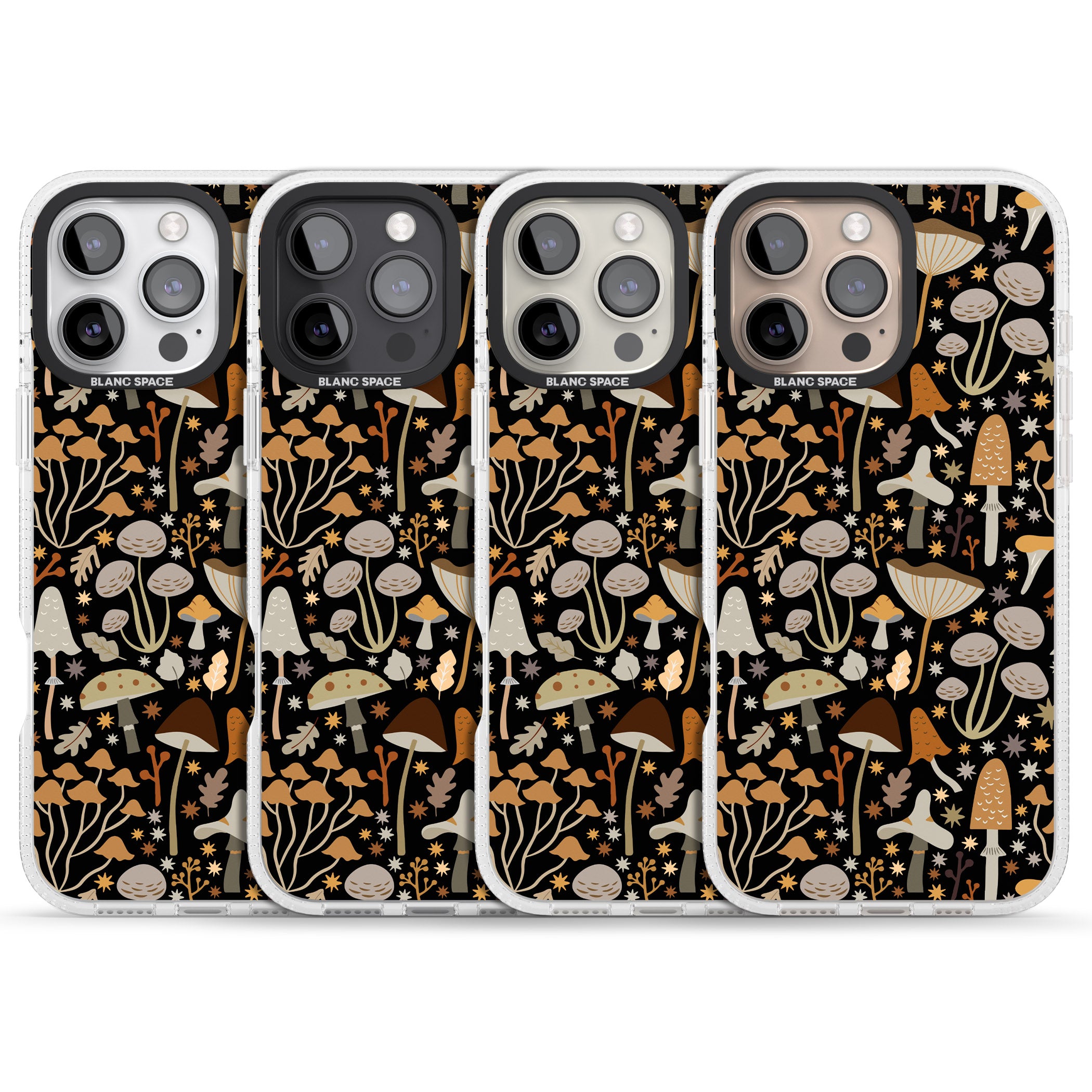 Sentimental Mushrooms Pattern iPhone 16 Pro Max / 16 Pro Clear Case Impact Air - Blanc Space