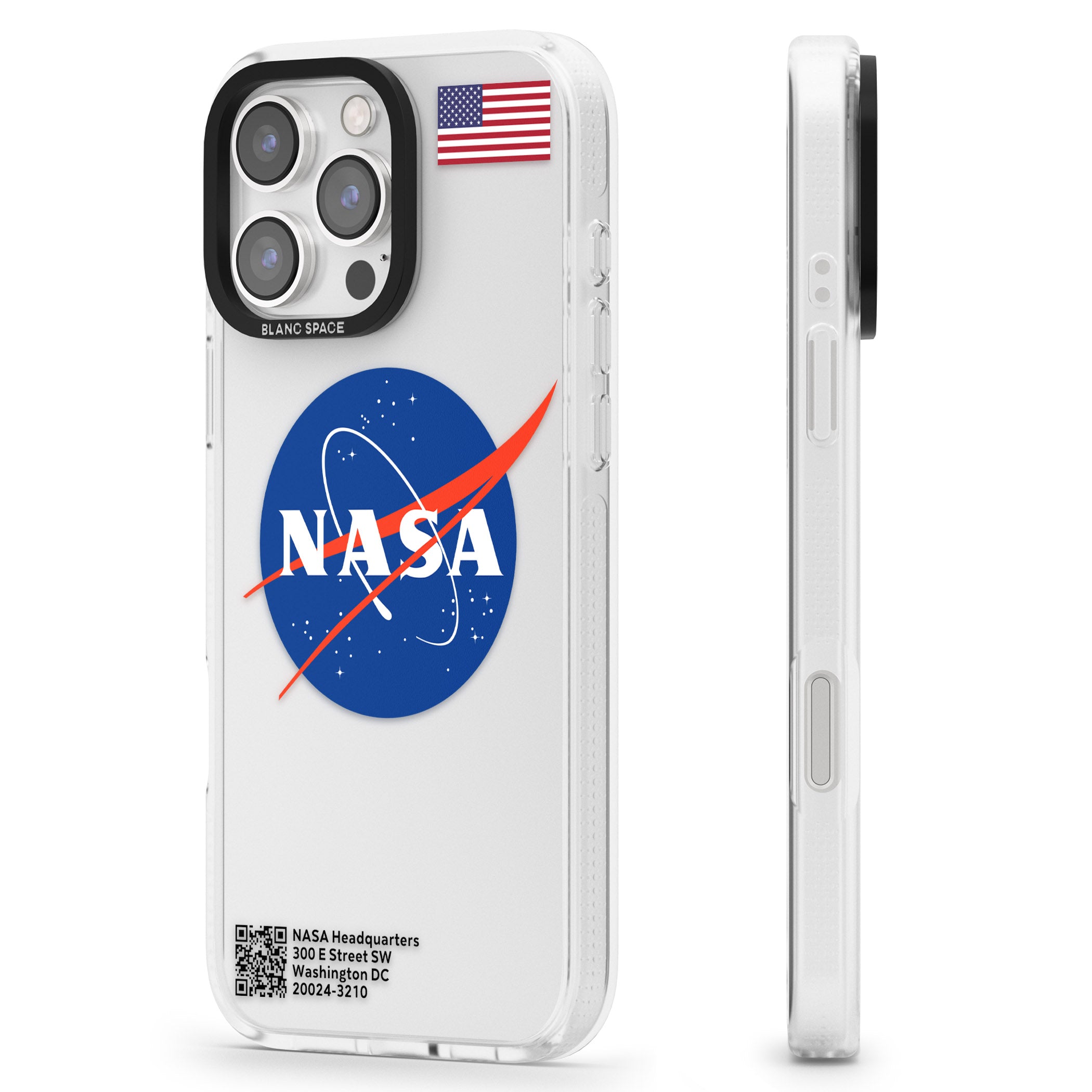 NASA Meatball iPhone 16 Pro Max / 16 Pro Clear Case Impact Air - Blanc Space