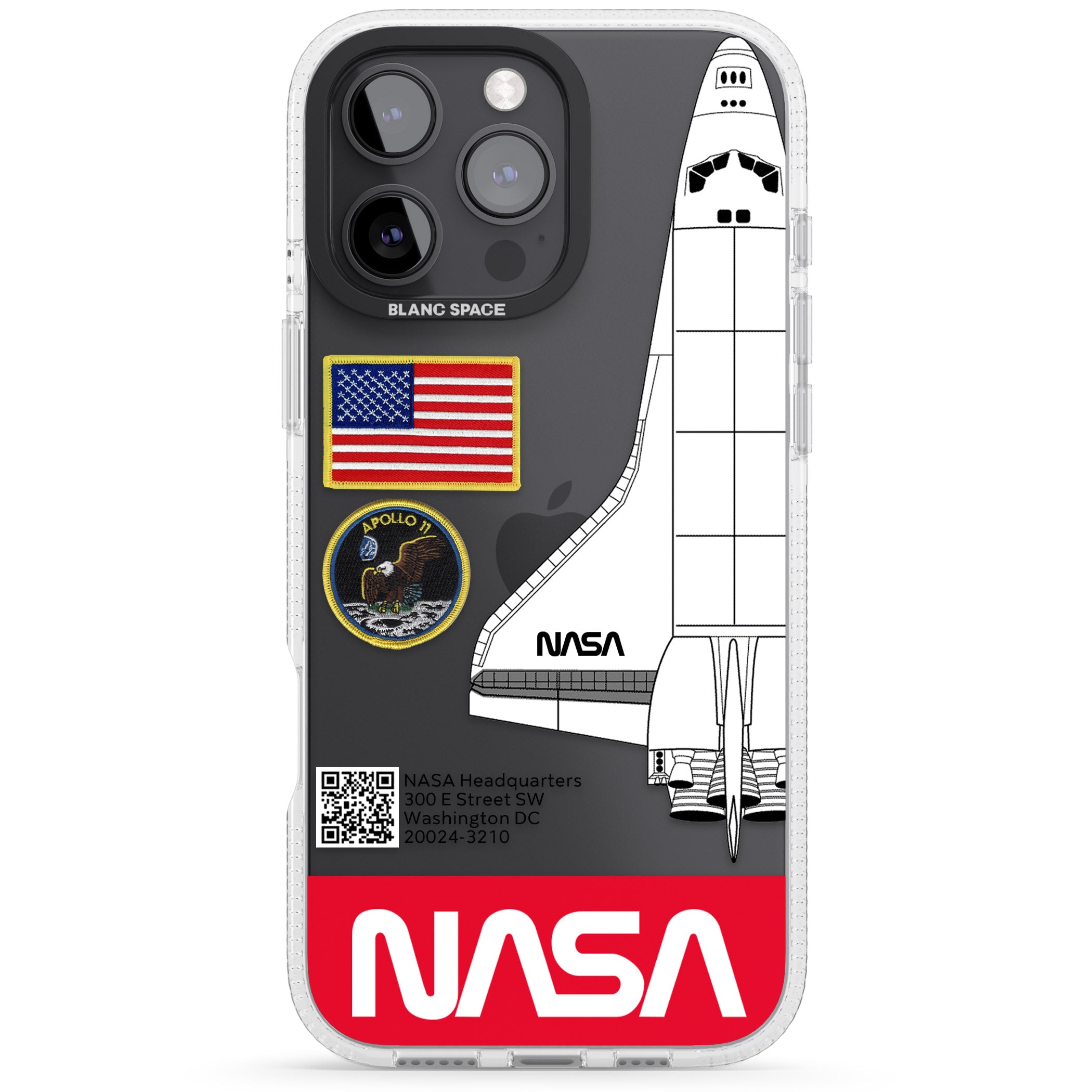 NASA Apollo 11 iPhone 16 Pro Max / 16 Pro Clear Case Impact Air - Blanc Space