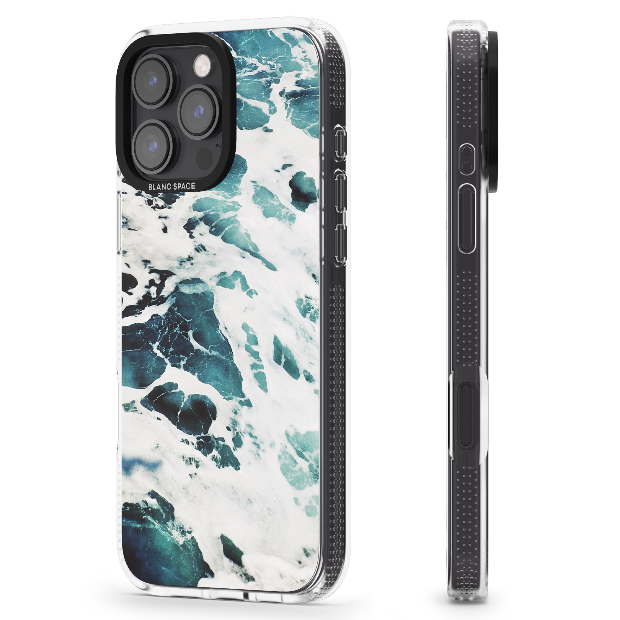 Ocean Waves Photograph iPhone 16 Pro Max / 16 Pro Clear Case Impact Air - Blanc Space