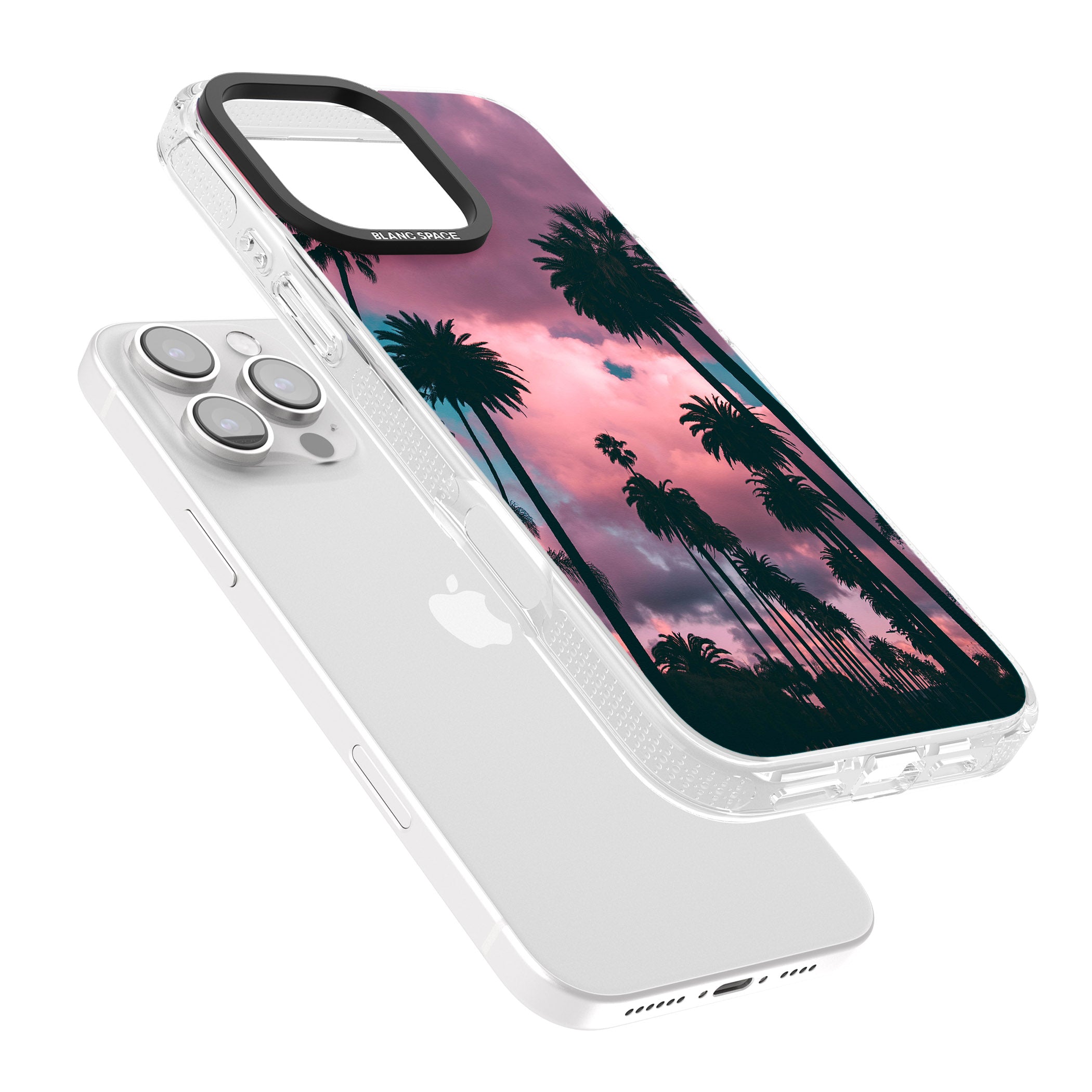 Palm Tree Sunset Photograph iPhone 16 Pro Max / 16 Pro Clear Case Impact Air - Blanc Space