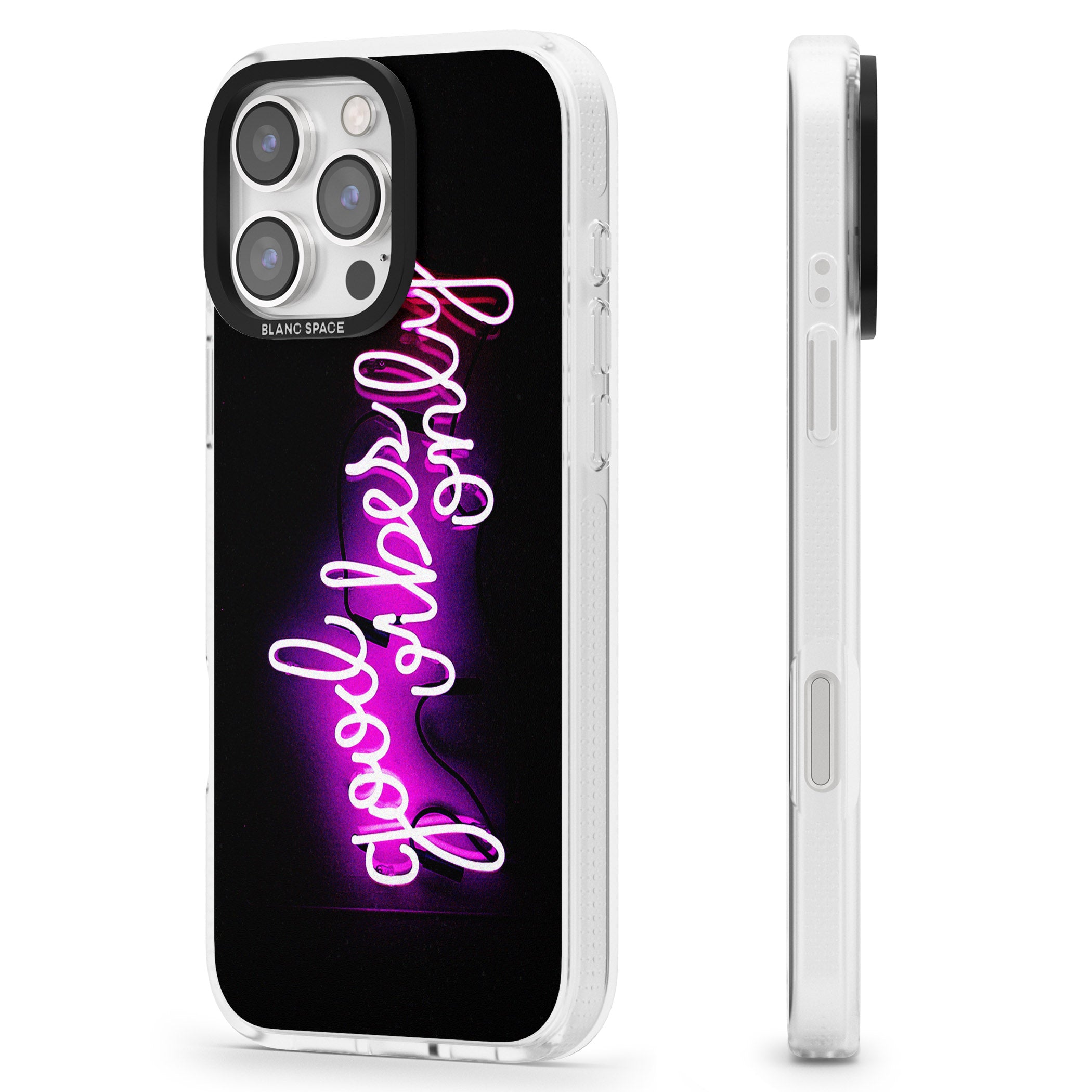 Good Vibes Only Pink Neon iPhone 16 Pro Max / 16 Pro Clear Case Impact Air - Blanc Space